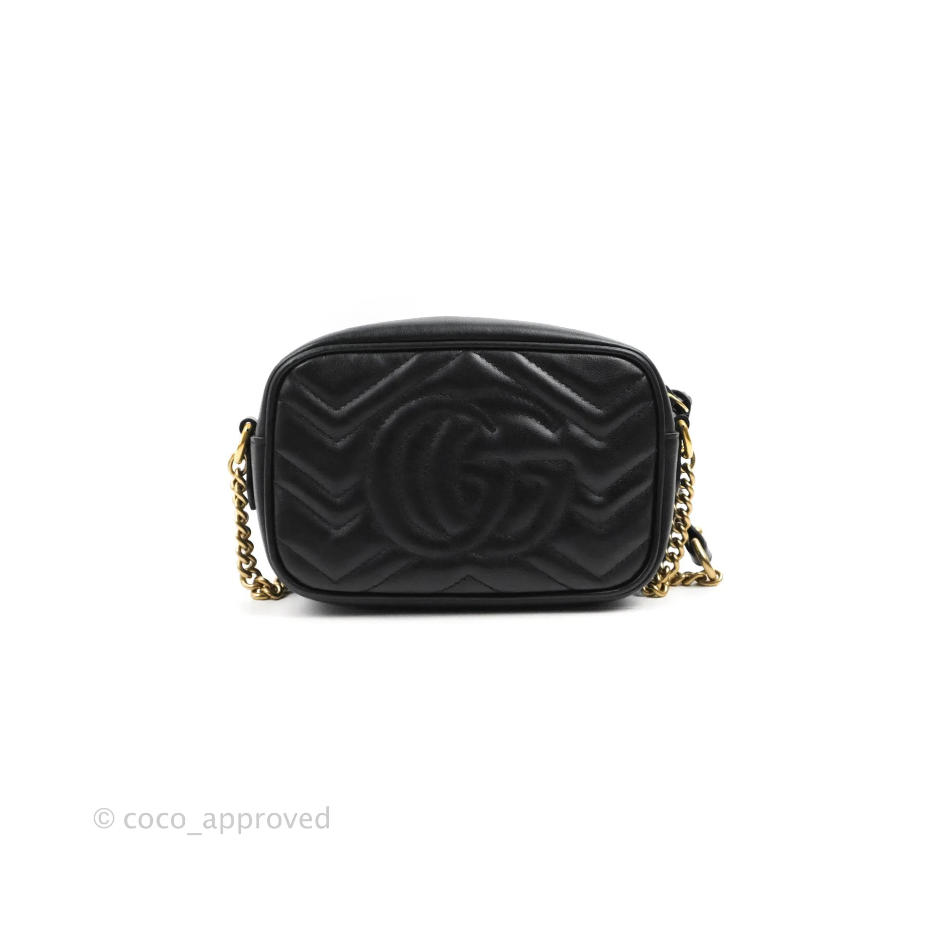 Gucci Mini Matelasse GG Marmont Camera Bag Black Calfskin Gold Hardware