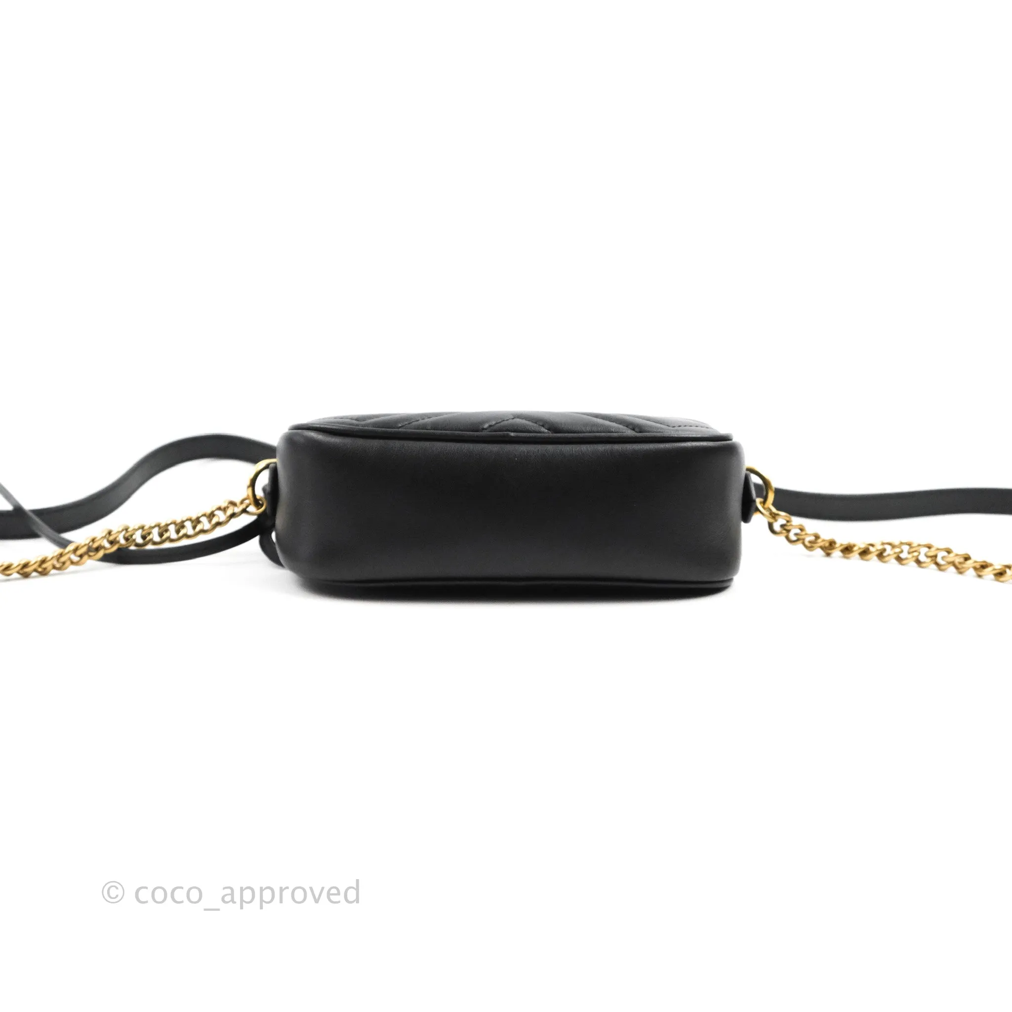 Gucci Mini Matelasse GG Marmont Camera Bag Black Calfskin Gold Hardware