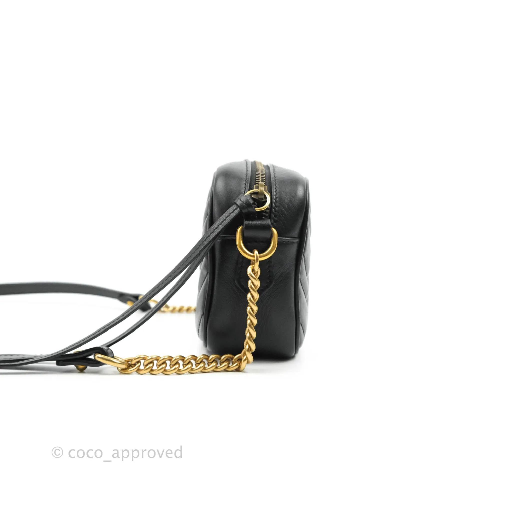 Gucci Mini Matelasse GG Marmont Camera Bag Black Calfskin Gold Hardware