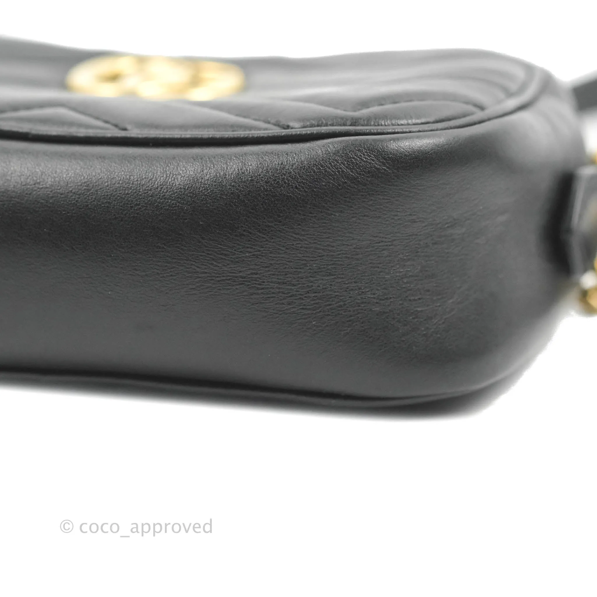 Gucci Mini Matelasse GG Marmont Camera Bag Black Calfskin Gold Hardware