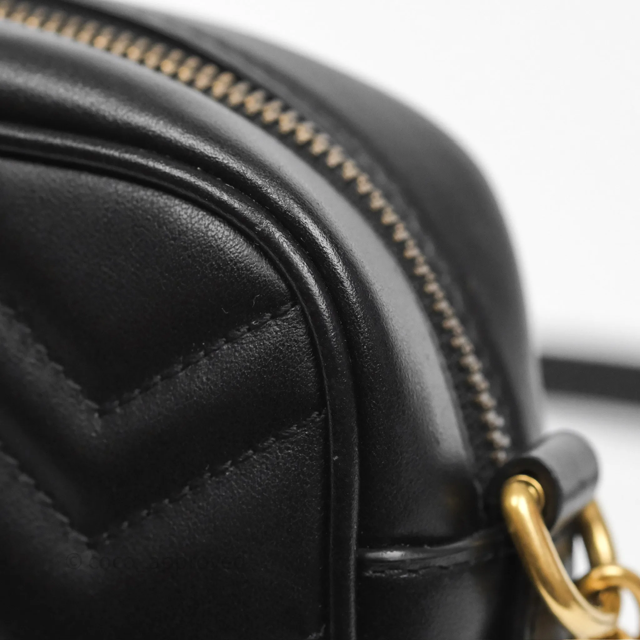 Gucci Mini Matelasse GG Marmont Camera Bag Black Calfskin Gold Hardware