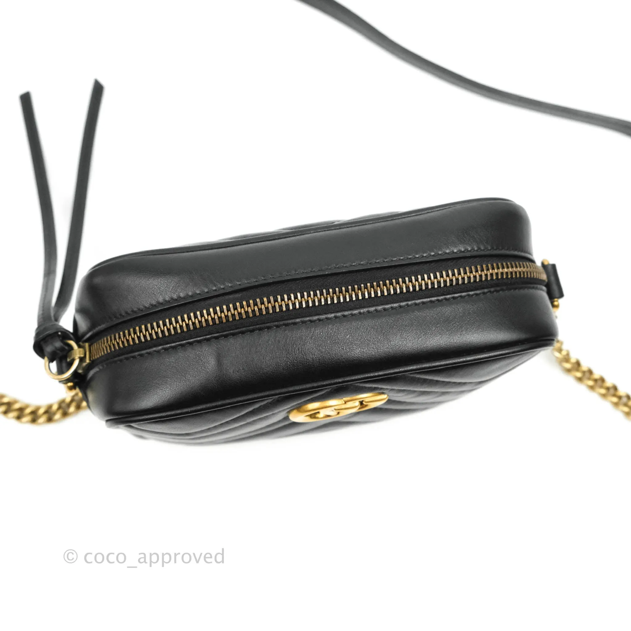 Gucci Mini Matelasse GG Marmont Camera Bag Black Calfskin Gold Hardware