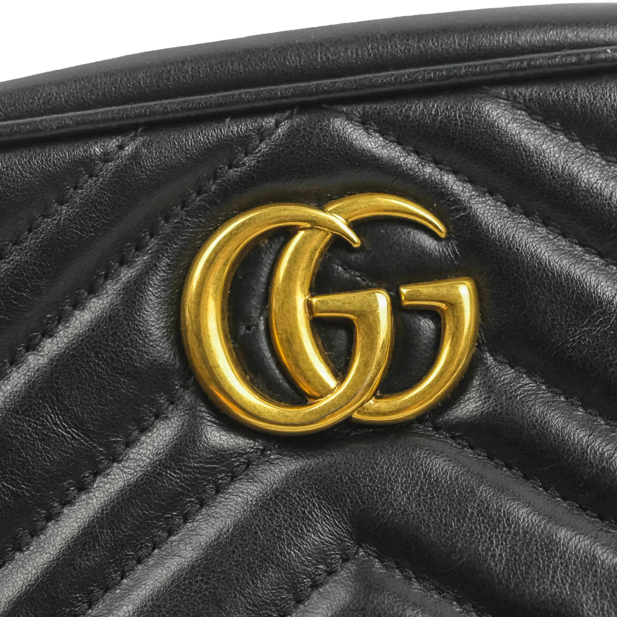 Gucci Mini Matelasse GG Marmont Camera Bag Black Calfskin Gold Hardware