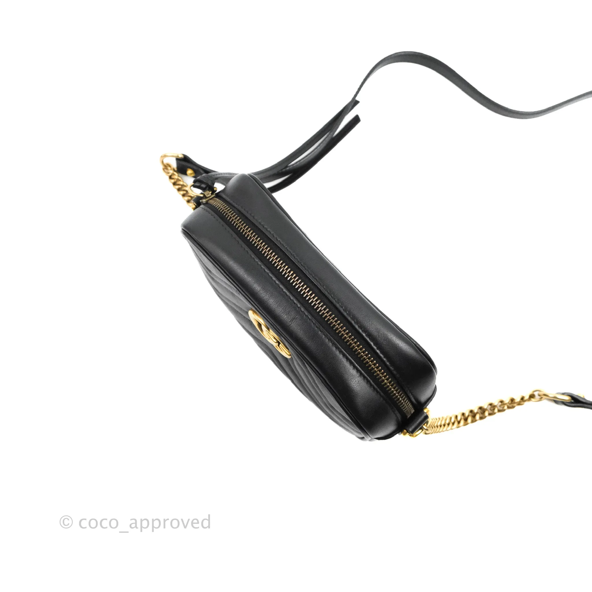 Gucci Mini Matelasse GG Marmont Camera Bag Black Calfskin Gold Hardware