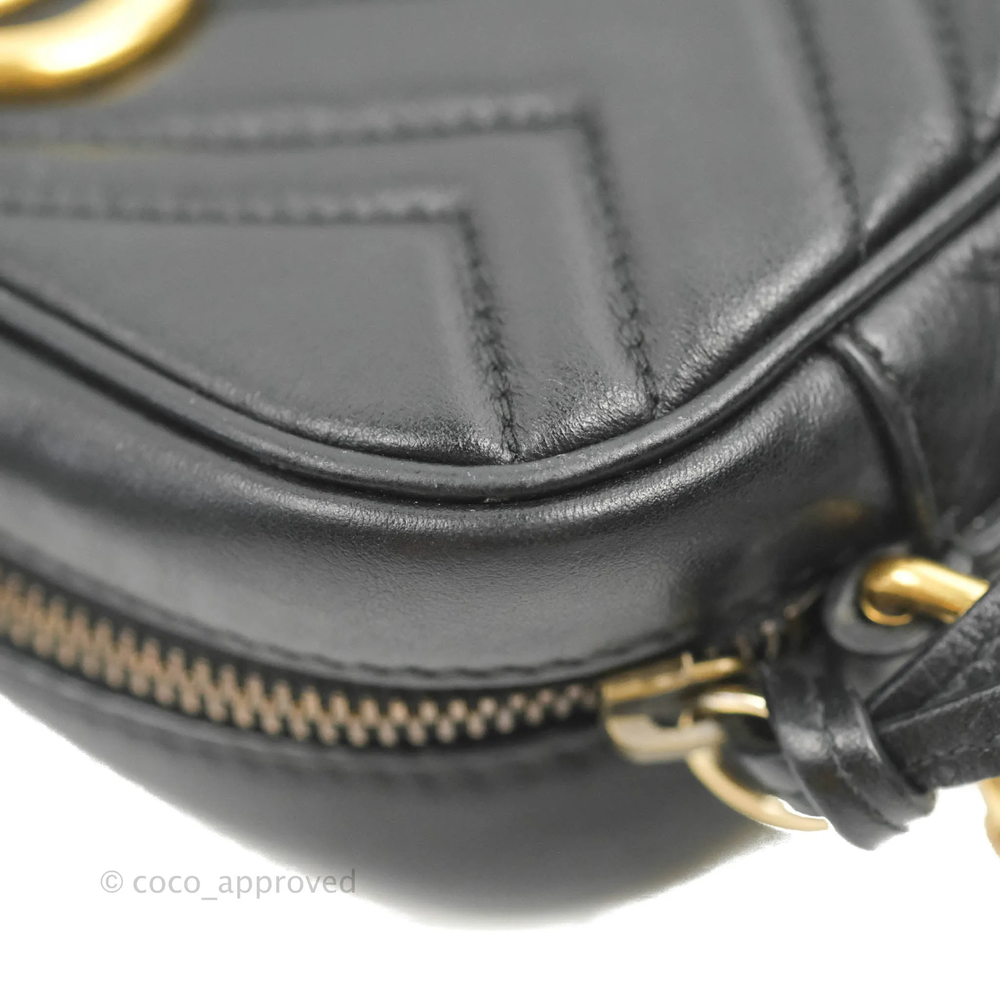 Gucci Mini Matelasse GG Marmont Camera Bag Black Calfskin Gold Hardware