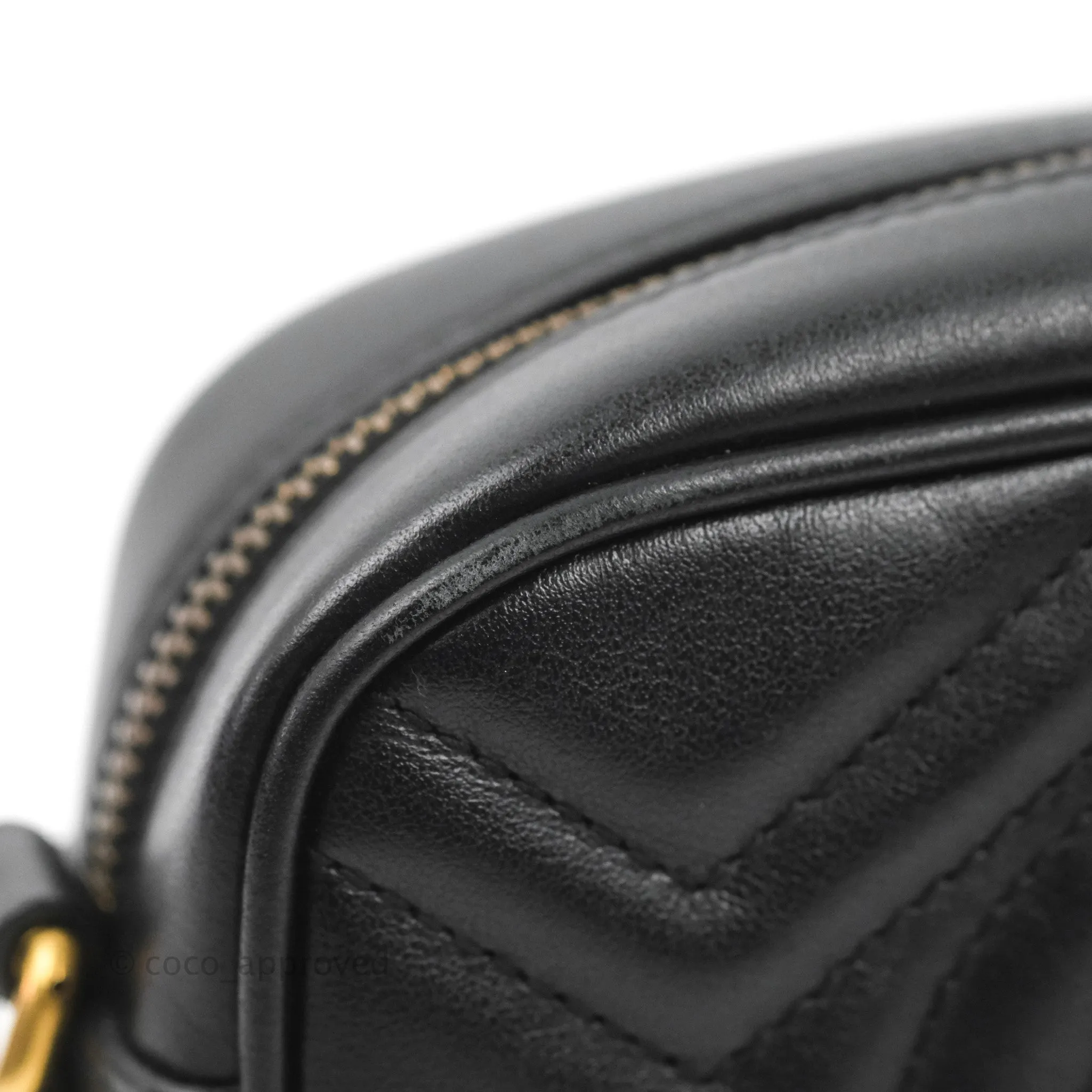Gucci Mini Matelasse GG Marmont Camera Bag Black Calfskin Gold Hardware