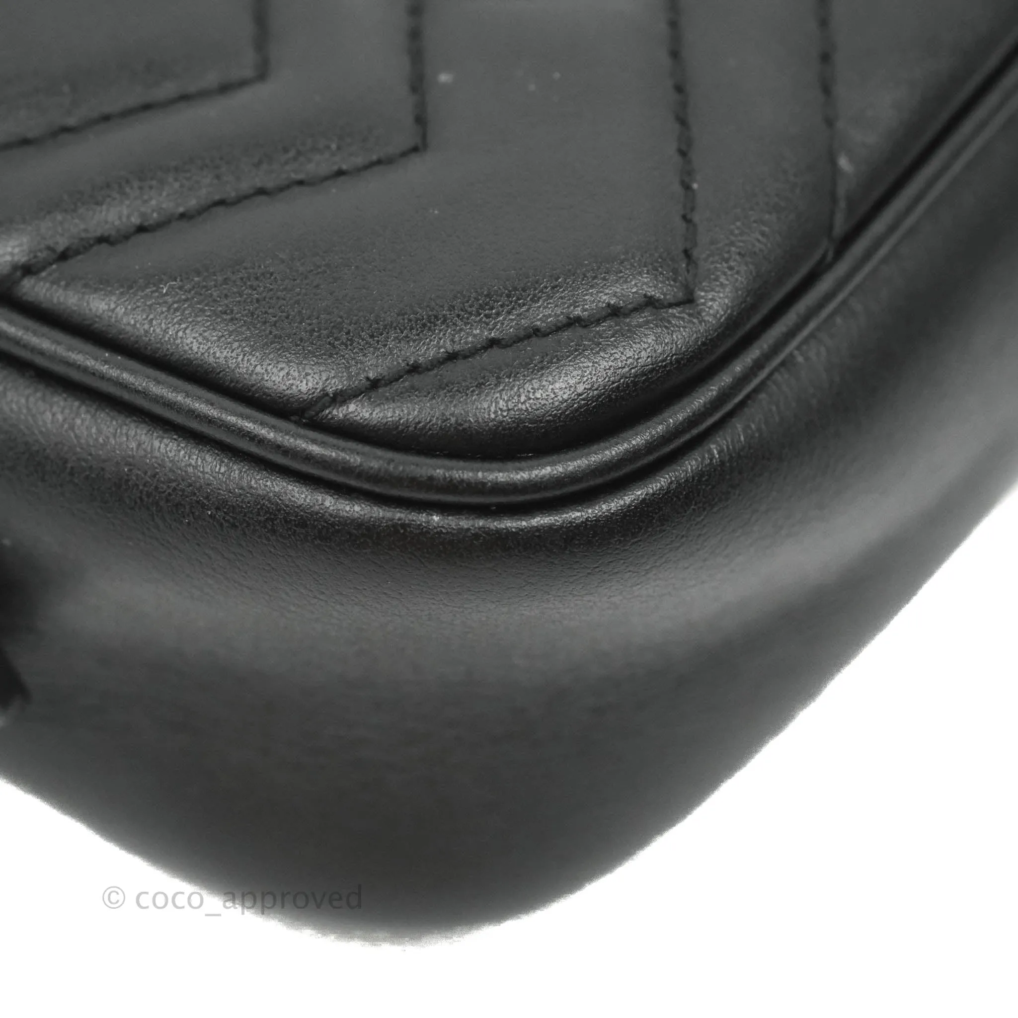 Gucci Mini Matelasse GG Marmont Camera Bag Black Calfskin Gold Hardware