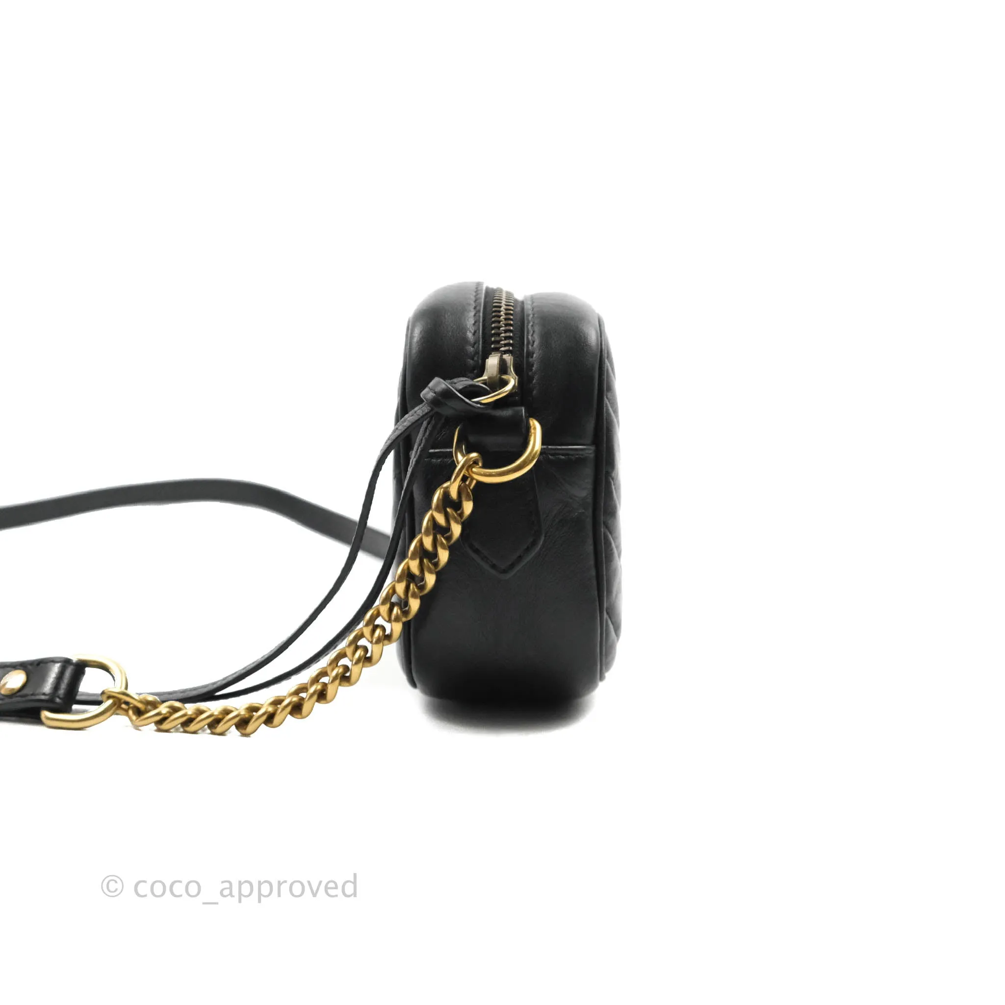 Gucci Mini Matelasse GG Marmont Camera Bag Black Calfskin Gold Hardware