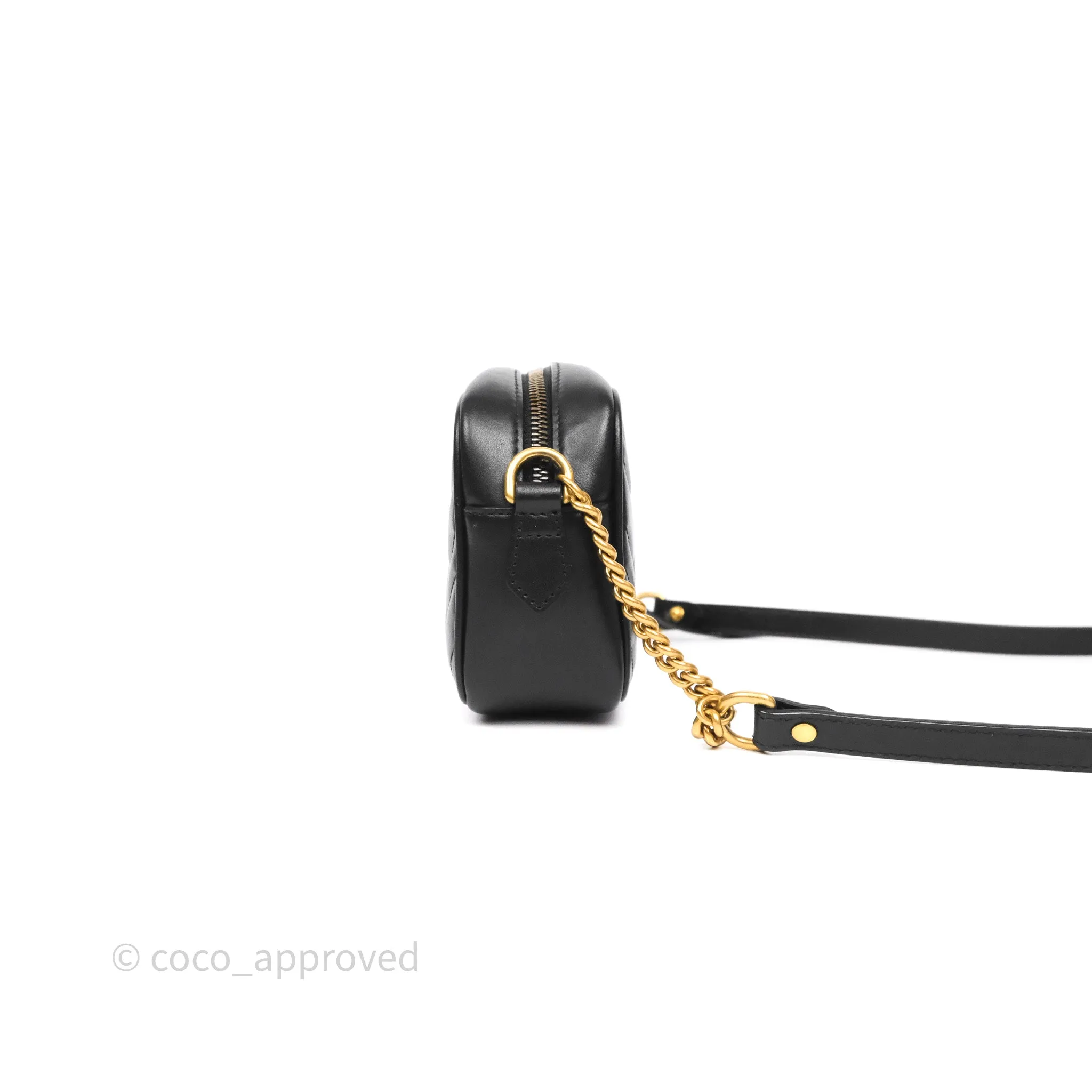 Gucci Mini Matelasse GG Marmont Camera Bag Black Calfskin Gold Hardware