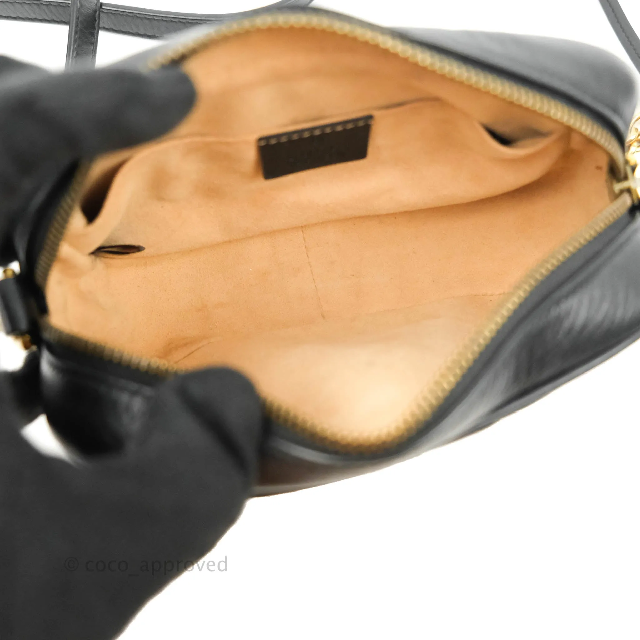 Gucci Mini Matelasse GG Marmont Camera Bag Black Calfskin Gold Hardware