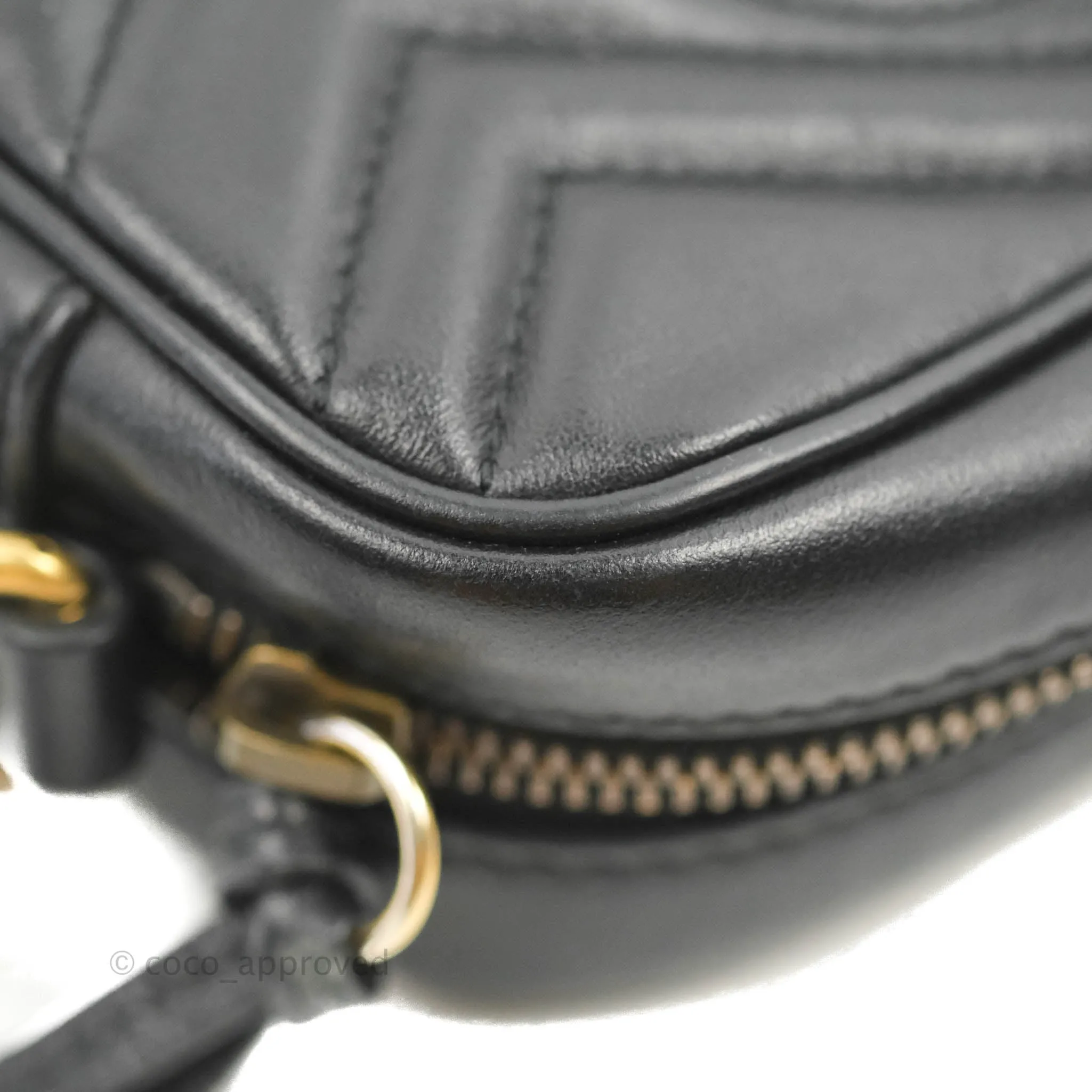 Gucci Mini Matelasse GG Marmont Camera Bag Black Calfskin Gold Hardware