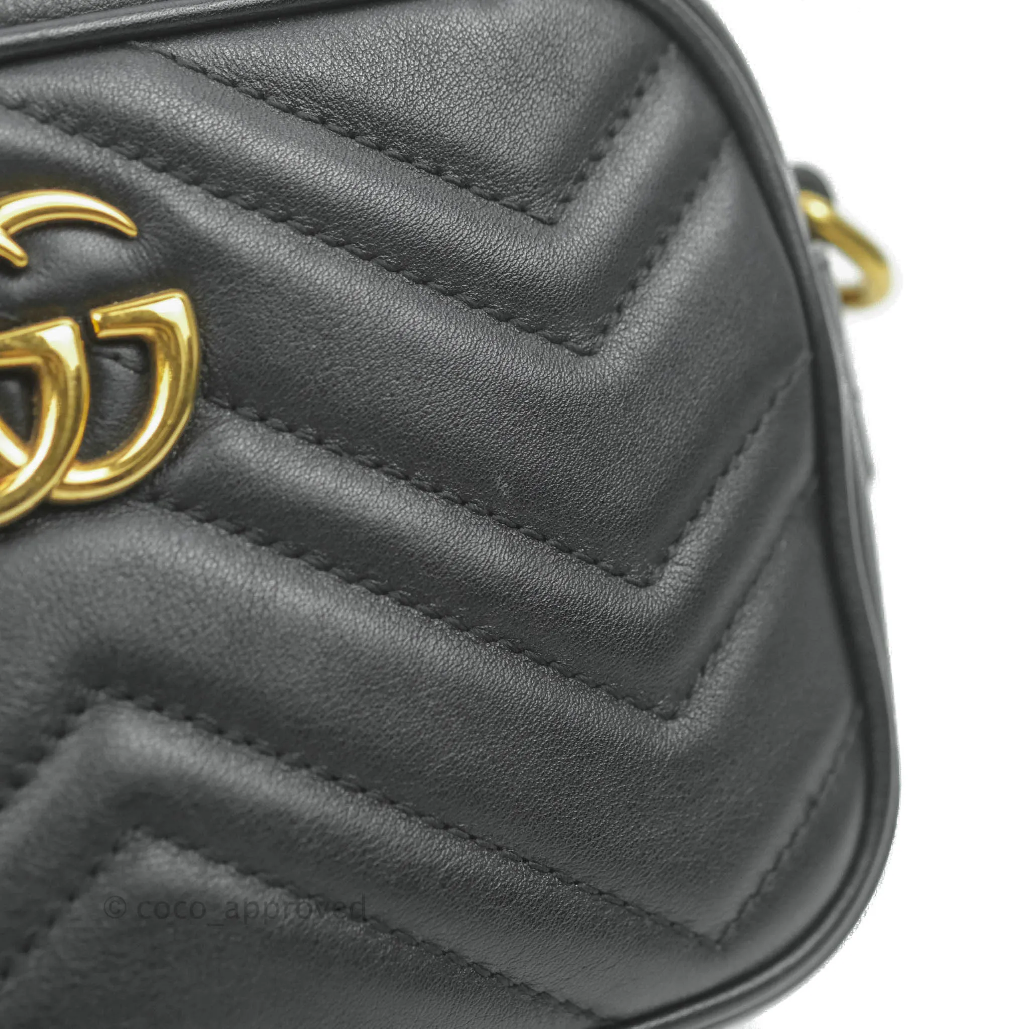 Gucci Mini Matelasse GG Marmont Camera Bag Black Calfskin Gold Hardware
