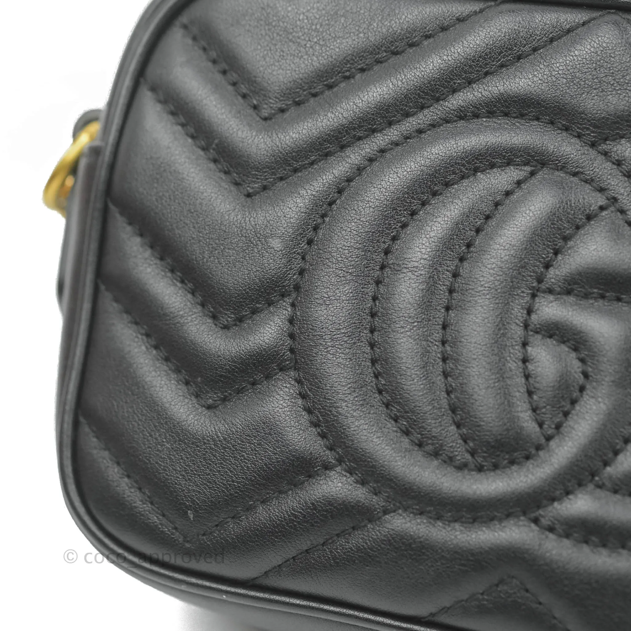 Gucci Mini Matelasse GG Marmont Camera Bag Black Calfskin Gold Hardware