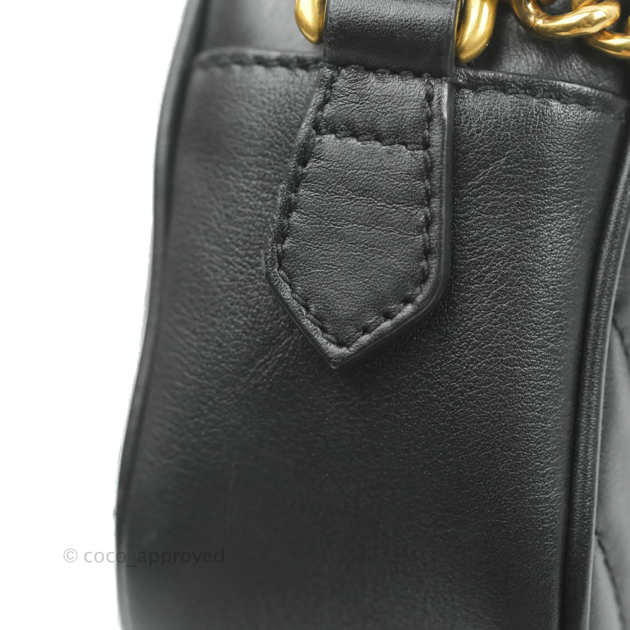 Gucci Mini Matelasse GG Marmont Camera Bag Black Calfskin Gold Hardware