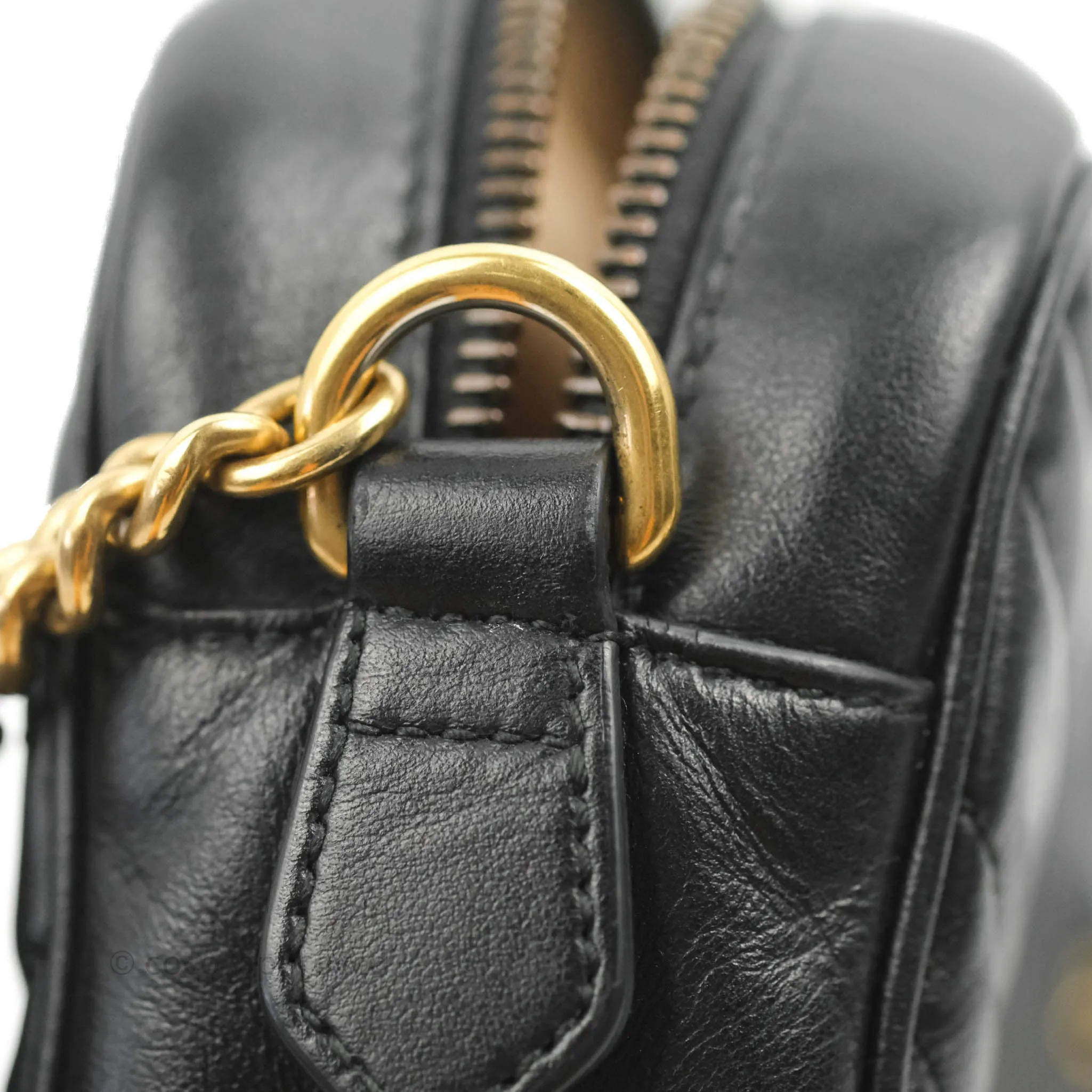 Gucci Mini Matelasse GG Marmont Camera Bag Black Calfskin Gold Hardware