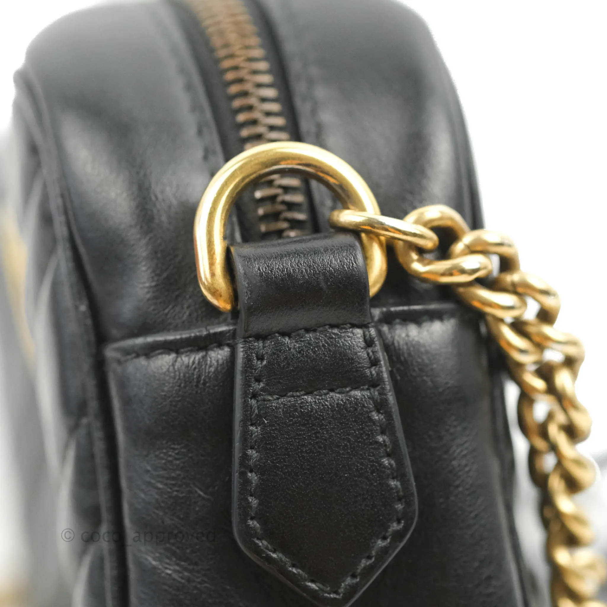 Gucci Mini Matelasse GG Marmont Camera Bag Black Calfskin Gold Hardware