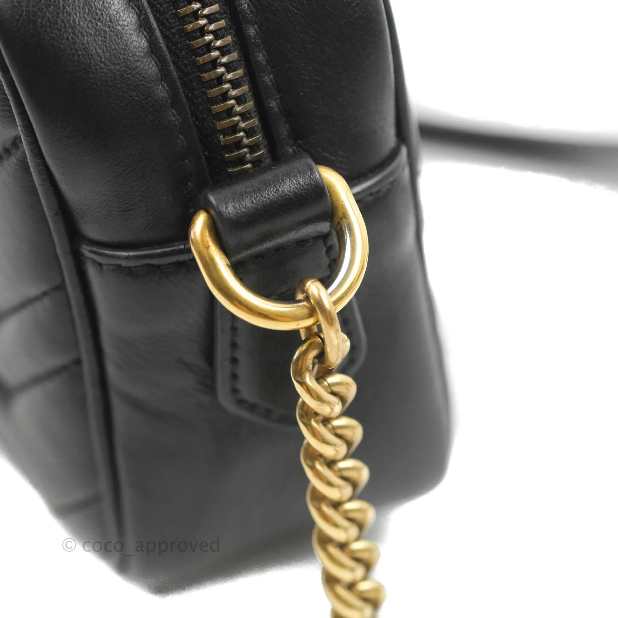 Gucci Mini Matelasse GG Marmont Camera Bag Black Calfskin Gold Hardware