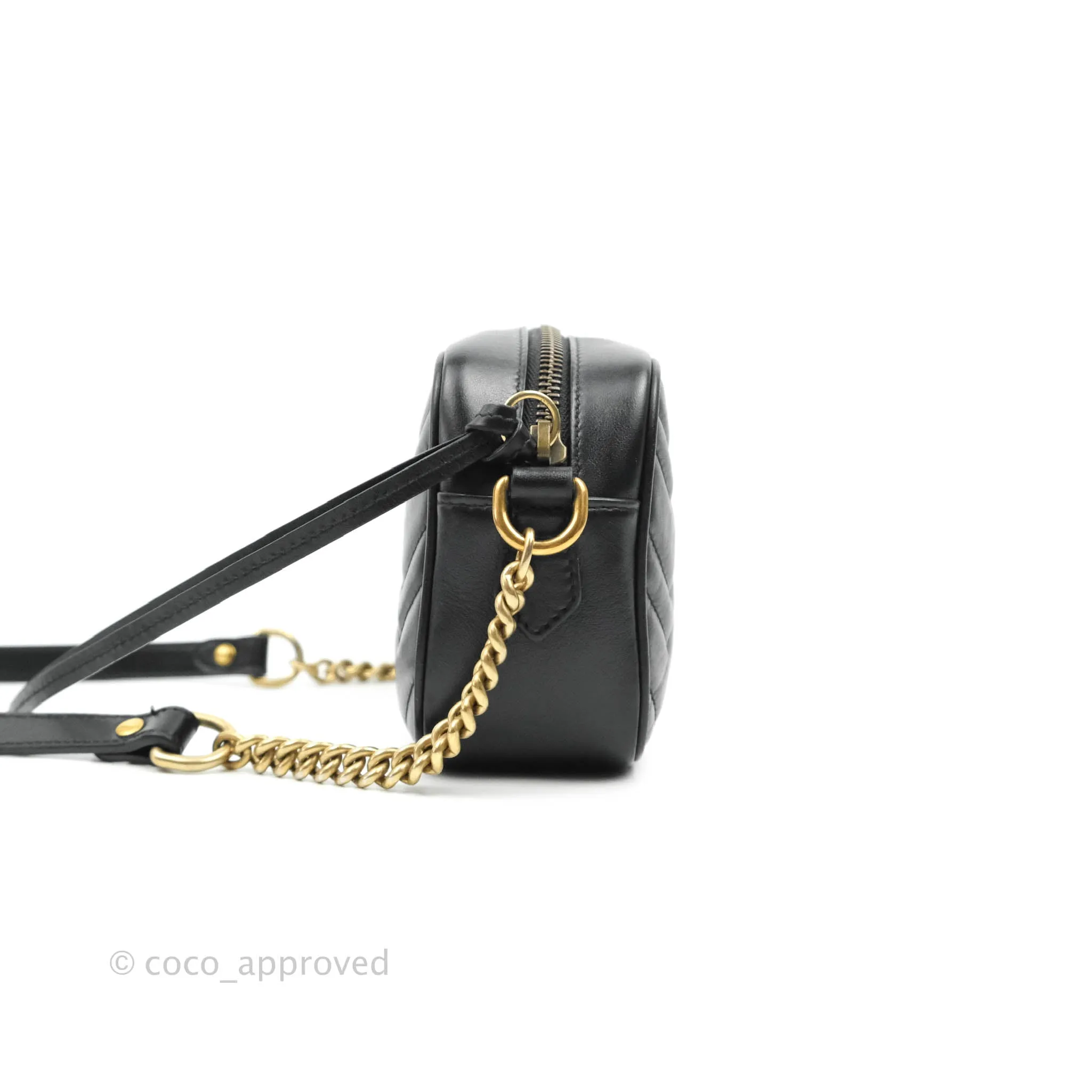 Gucci Mini Matelasse GG Marmont Camera Bag Black Calfskin Gold Hardware