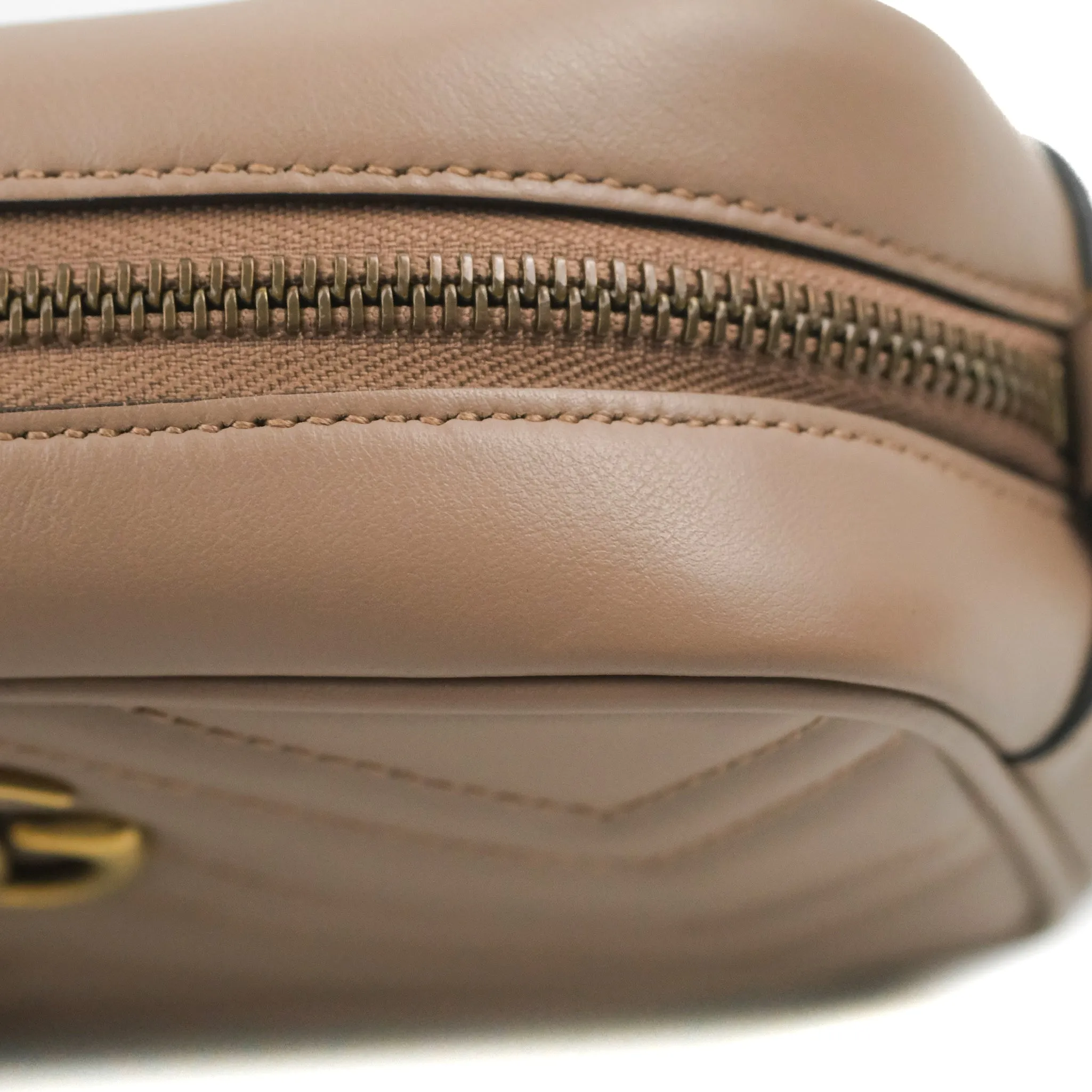 Gucci Mini Matelasse GG Marmont Camera Bag Dusty Pink Calfskin Gold Hardware