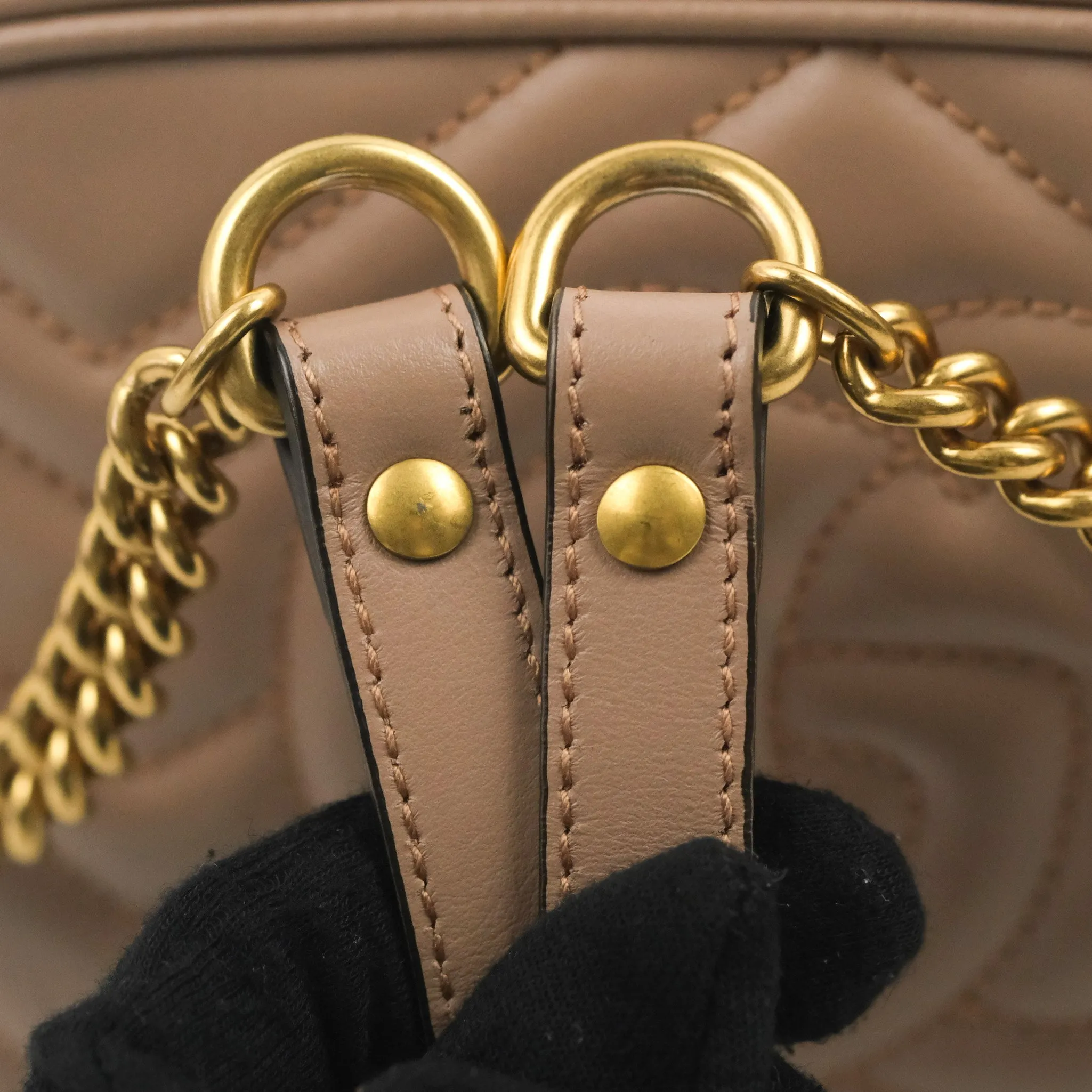 Gucci Mini Matelasse GG Marmont Camera Bag Dusty Pink Calfskin Gold Hardware
