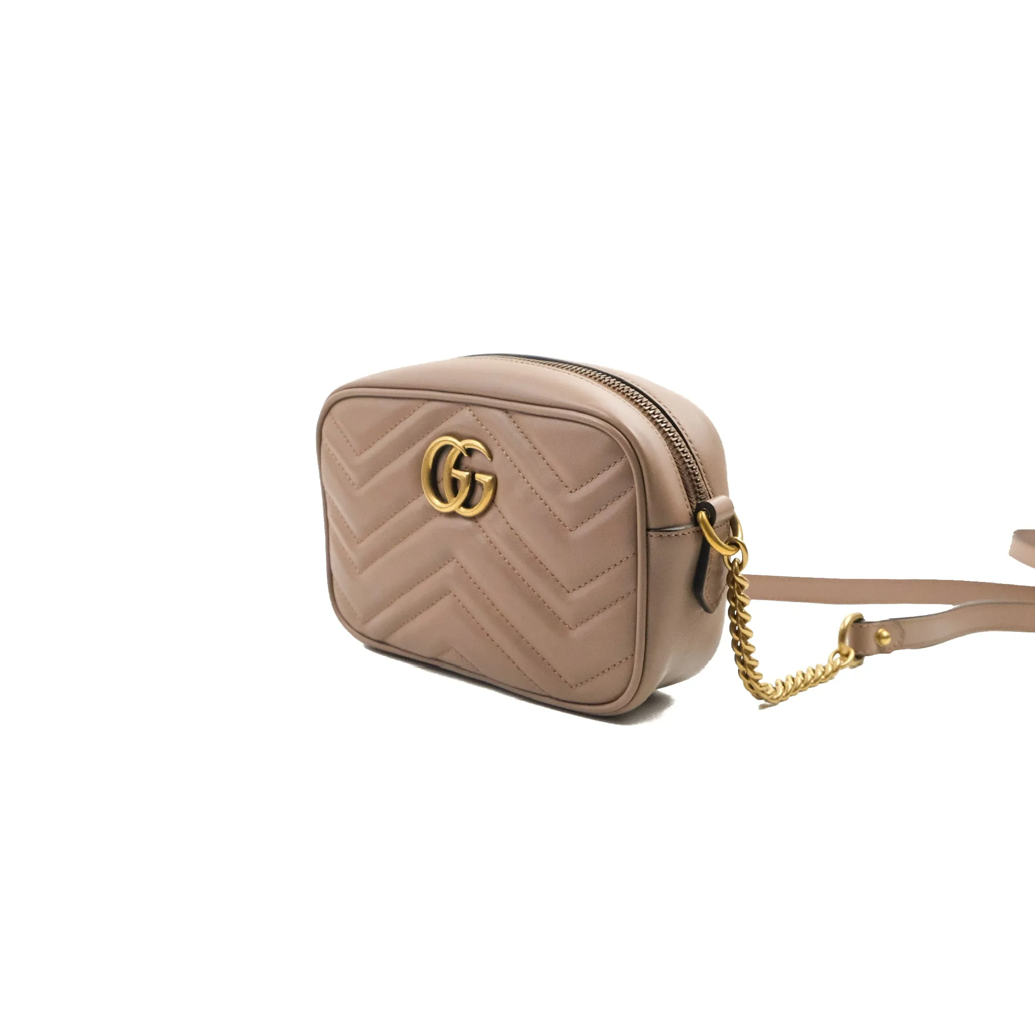 Gucci Mini Matelasse GG Marmont Camera Bag Dusty Pink Calfskin Gold Hardware