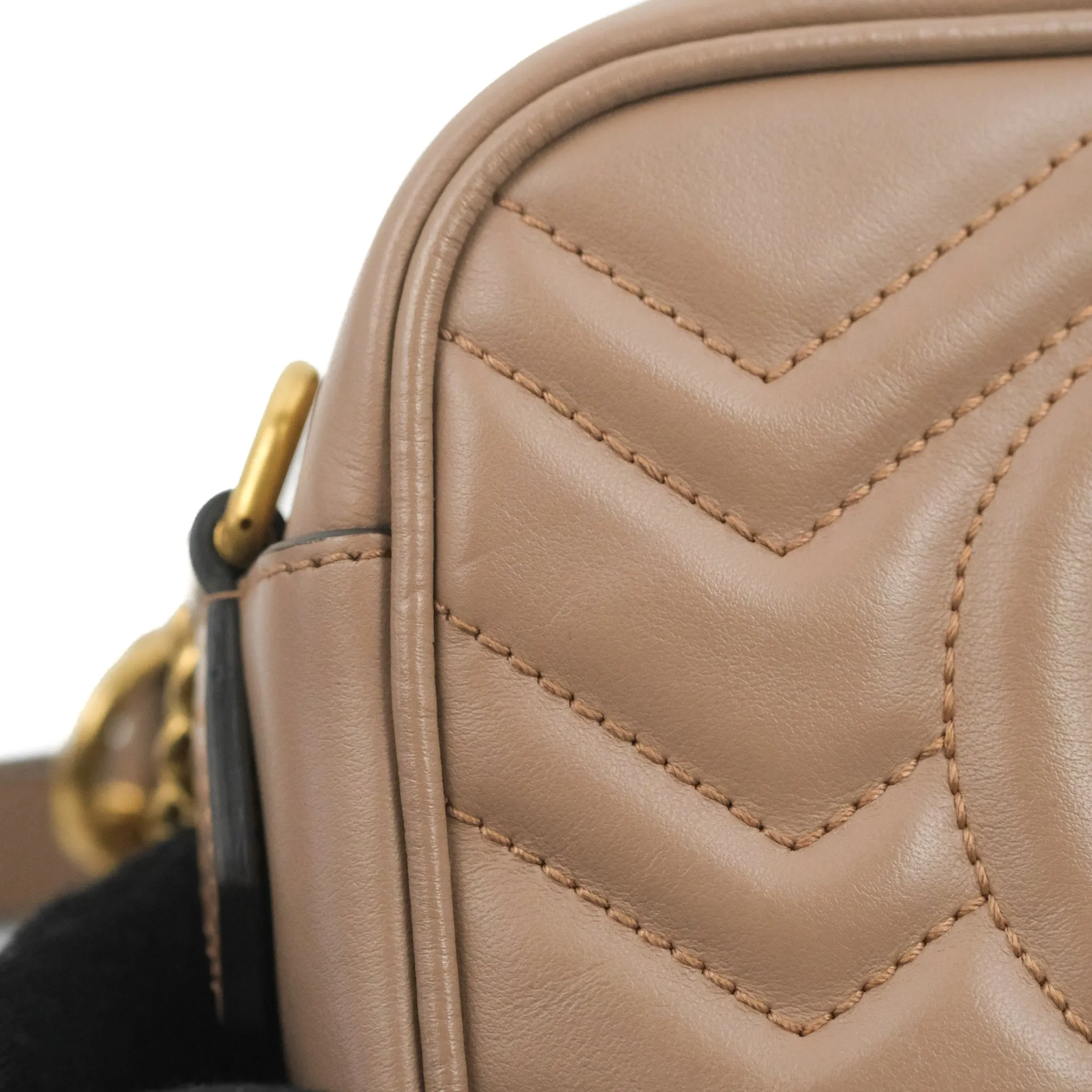 Gucci Mini Matelasse GG Marmont Camera Bag Dusty Pink Calfskin Gold Hardware