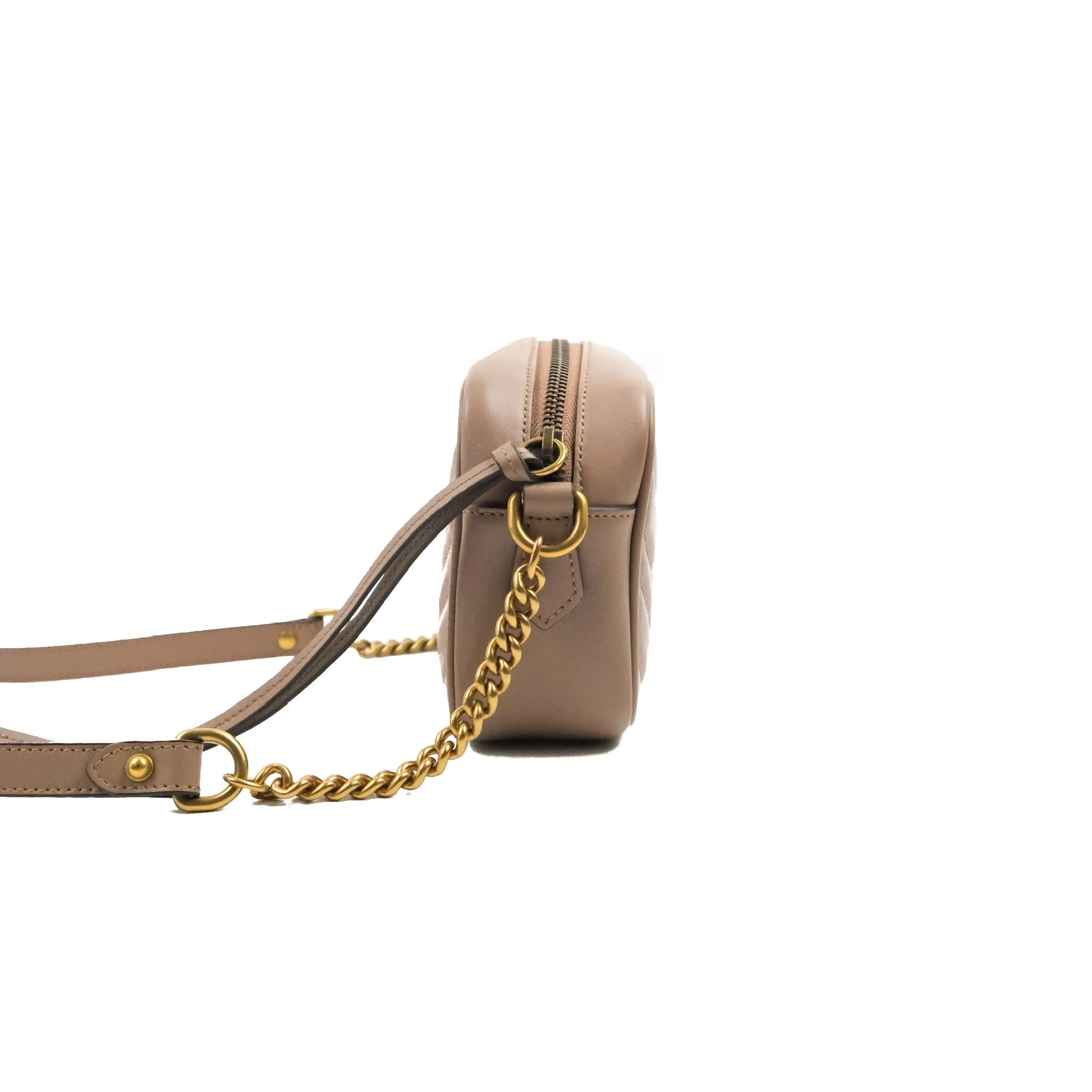 Gucci Mini Matelasse GG Marmont Camera Bag Dusty Pink Calfskin Gold Hardware