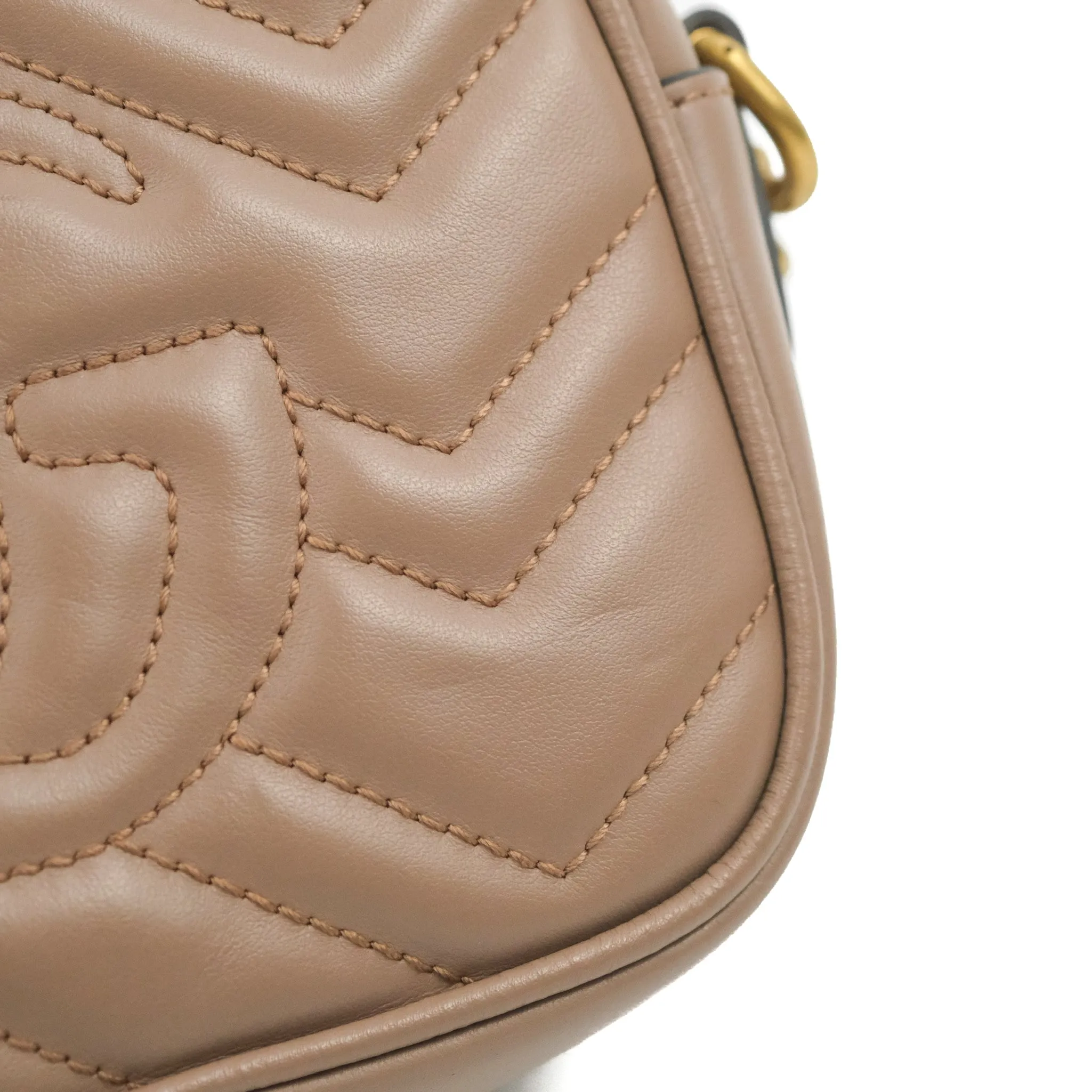 Gucci Mini Matelasse GG Marmont Camera Bag Dusty Pink Calfskin Gold Hardware
