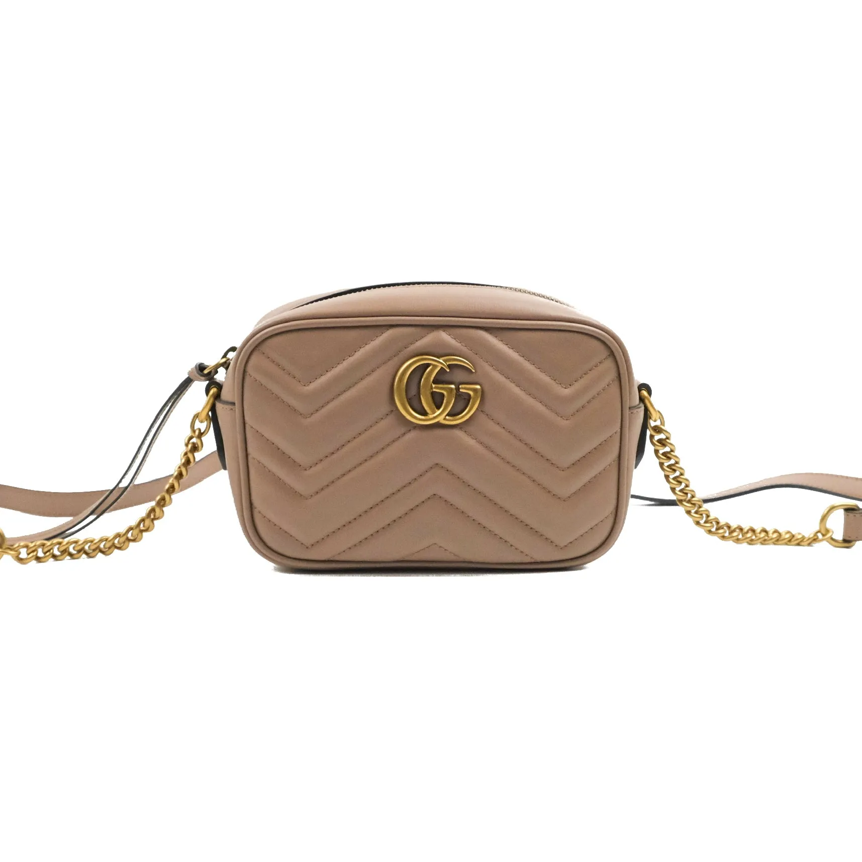 Gucci Mini Matelasse GG Marmont Camera Bag Dusty Pink Calfskin Gold Hardware