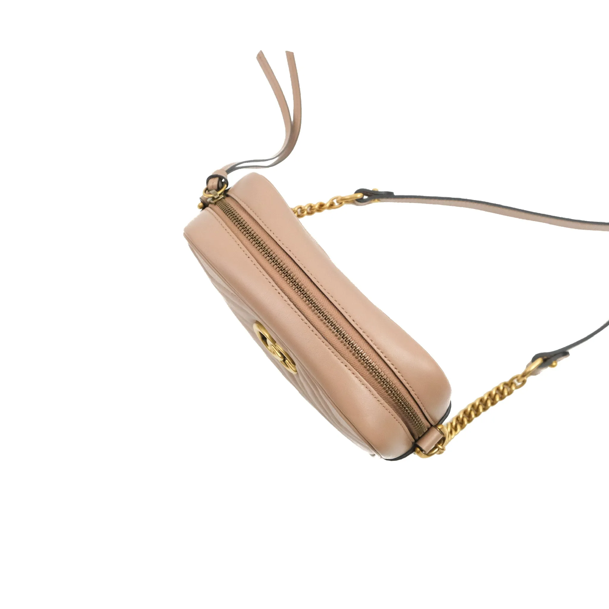 Gucci Mini Matelasse GG Marmont Camera Bag Dusty Pink Calfskin Gold Hardware
