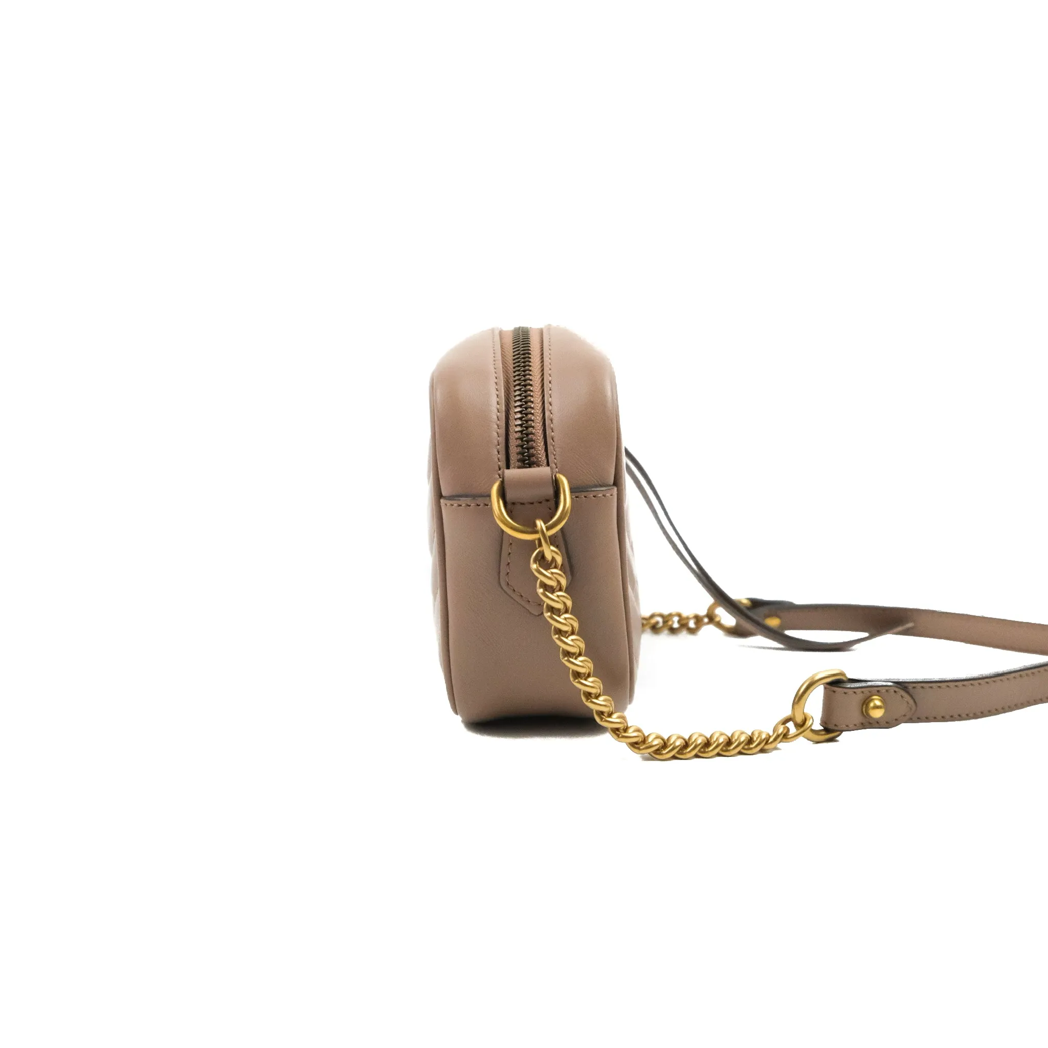 Gucci Mini Matelasse GG Marmont Camera Bag Dusty Pink Calfskin Gold Hardware