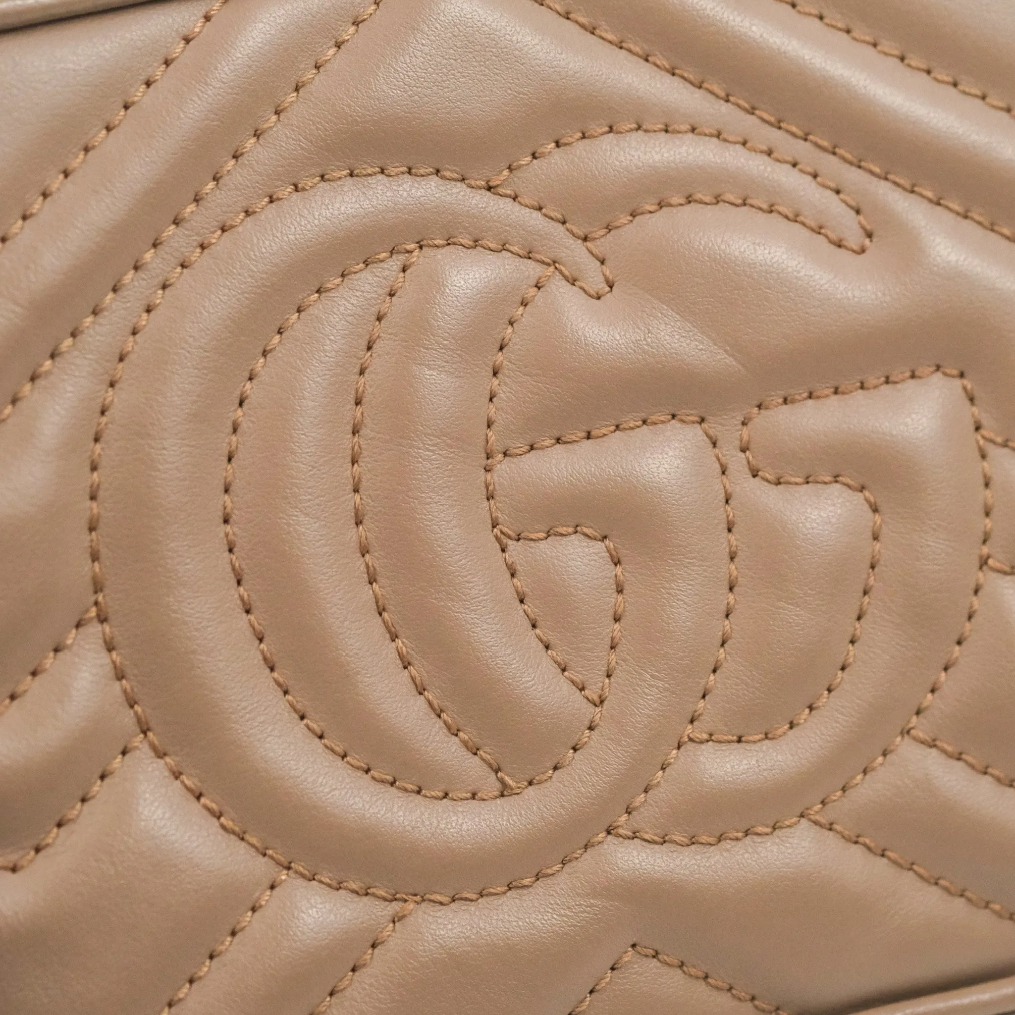 Gucci Mini Matelasse GG Marmont Camera Bag Dusty Pink Calfskin Gold Hardware