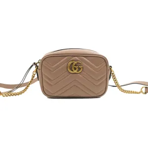 Gucci Mini Matelasse GG Marmont Camera Bag Dusty Pink Calfskin Gold Hardware