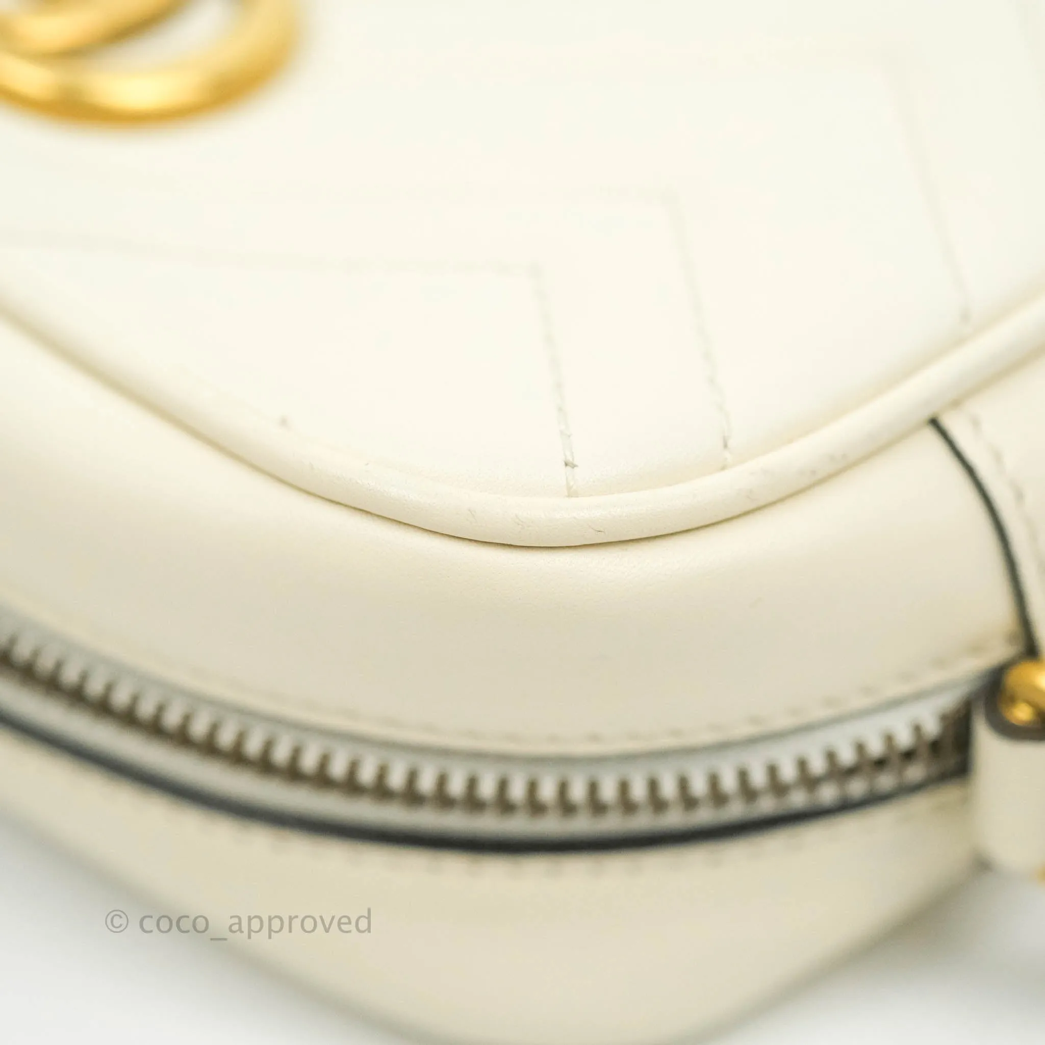 Gucci Mini Matelasse GG Marmont Camera Bag White Calfskin Gold Hardware