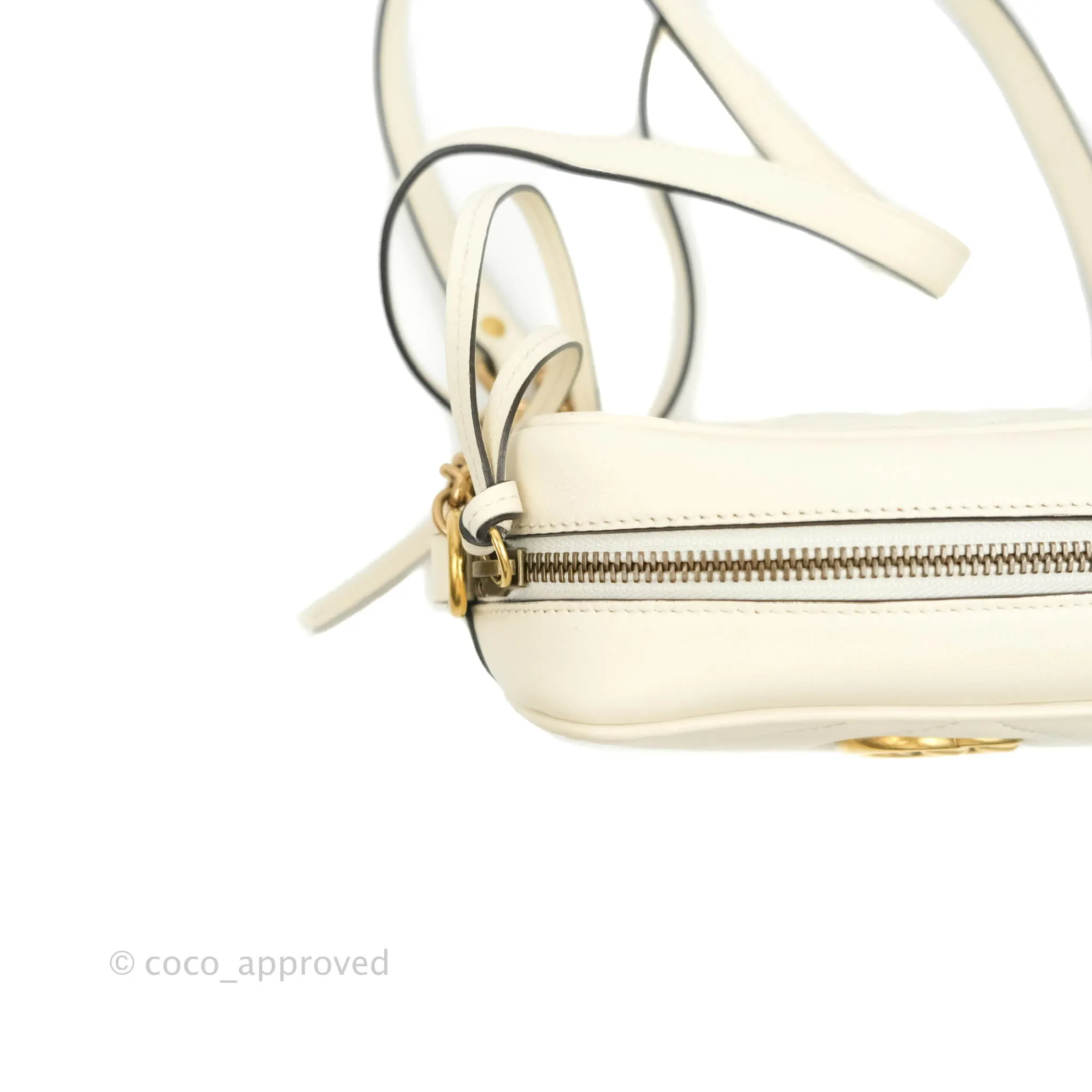 Gucci Mini Matelasse GG Marmont Camera Bag White Calfskin Gold Hardware