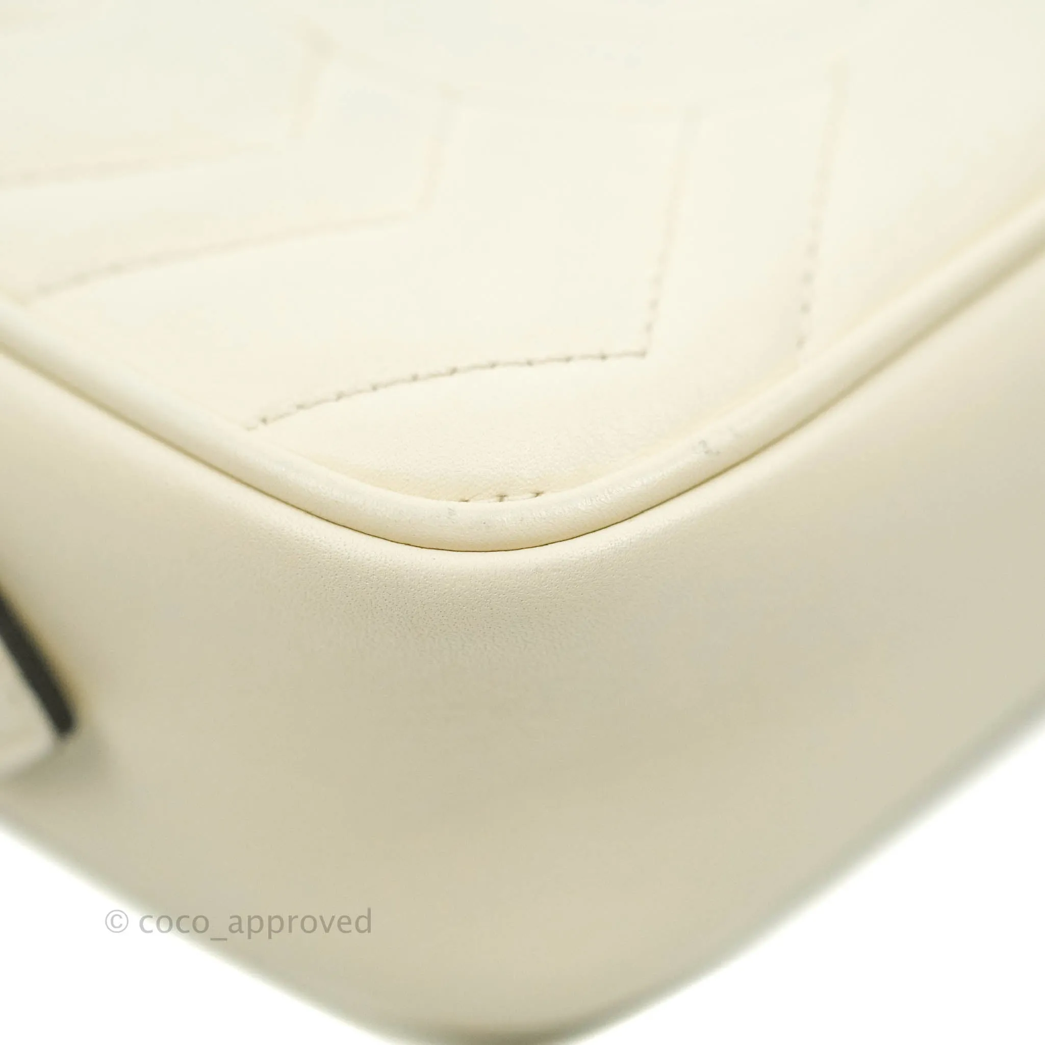 Gucci Mini Matelasse GG Marmont Camera Bag White Calfskin Gold Hardware