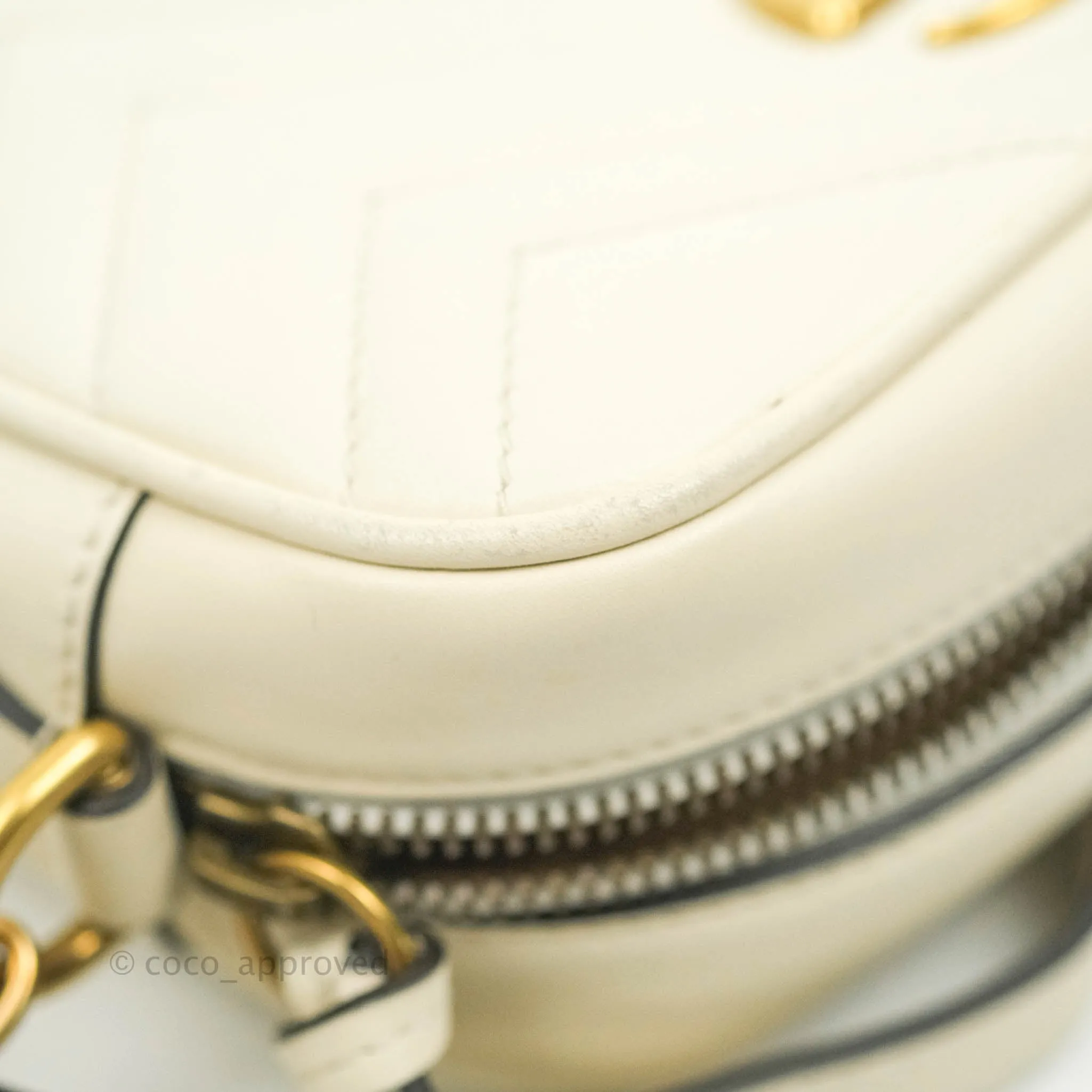Gucci Mini Matelasse GG Marmont Camera Bag White Calfskin Gold Hardware