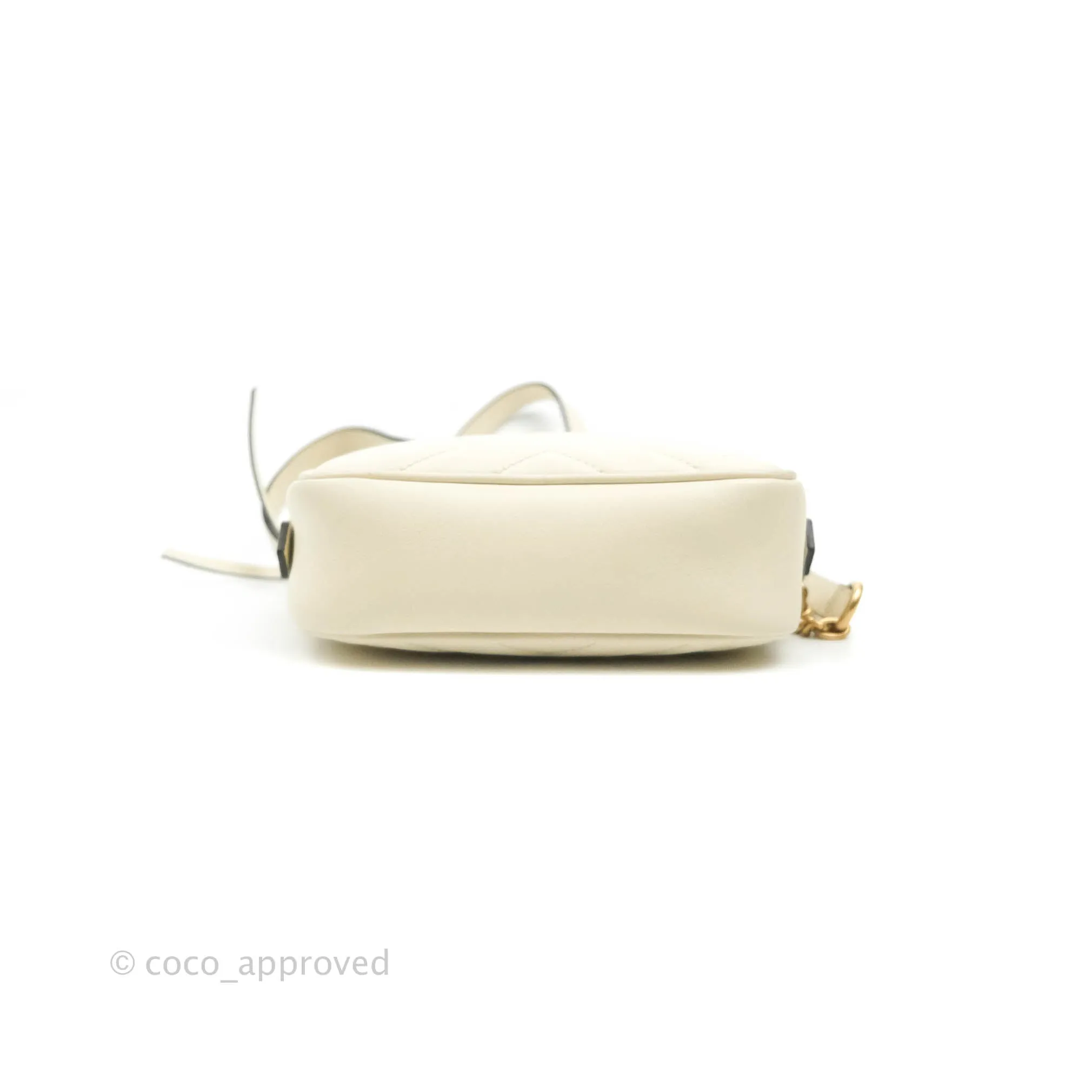 Gucci Mini Matelasse GG Marmont Camera Bag White Calfskin Gold Hardware