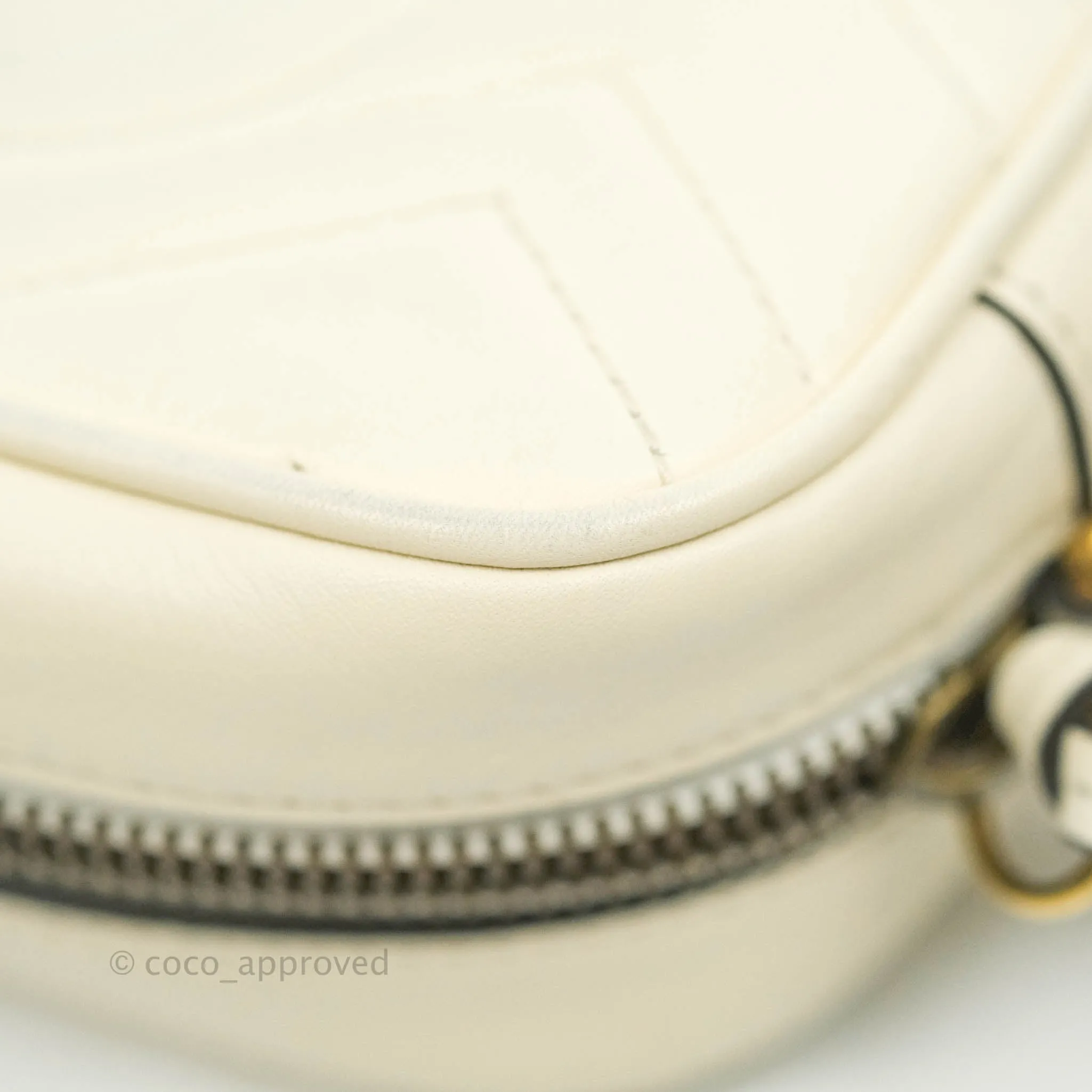 Gucci Mini Matelasse GG Marmont Camera Bag White Calfskin Gold Hardware