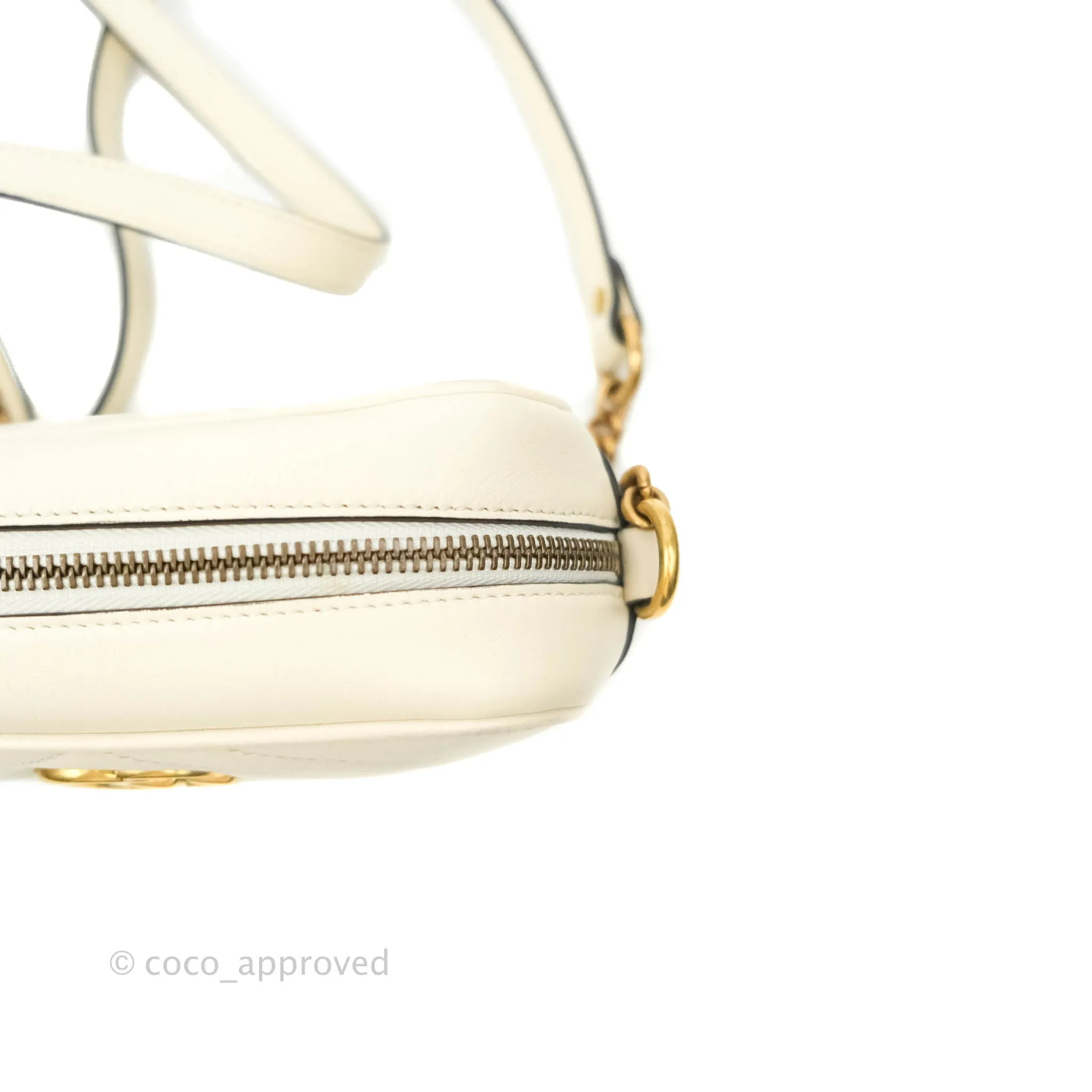 Gucci Mini Matelasse GG Marmont Camera Bag White Calfskin Gold Hardware