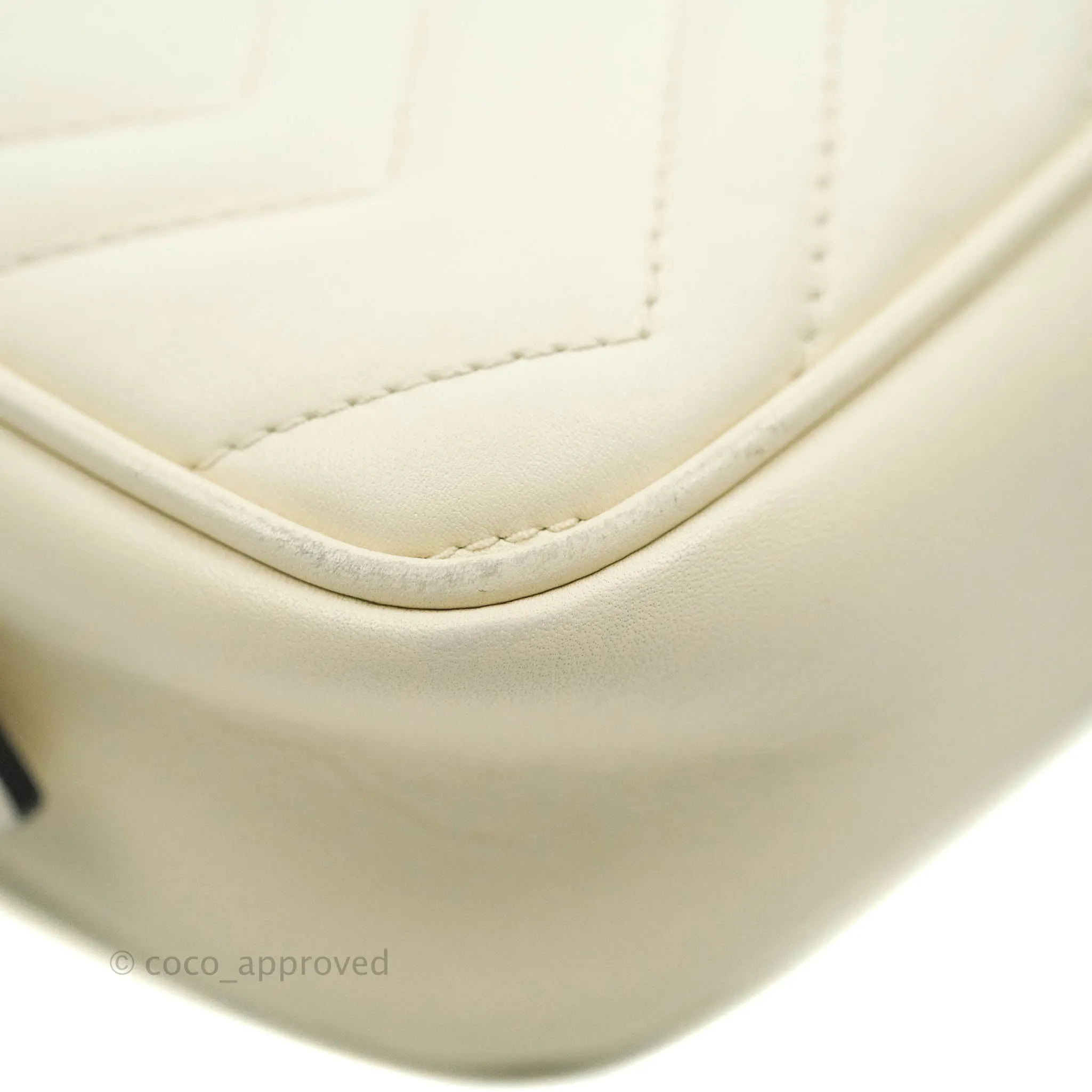 Gucci Mini Matelasse GG Marmont Camera Bag White Calfskin Gold Hardware