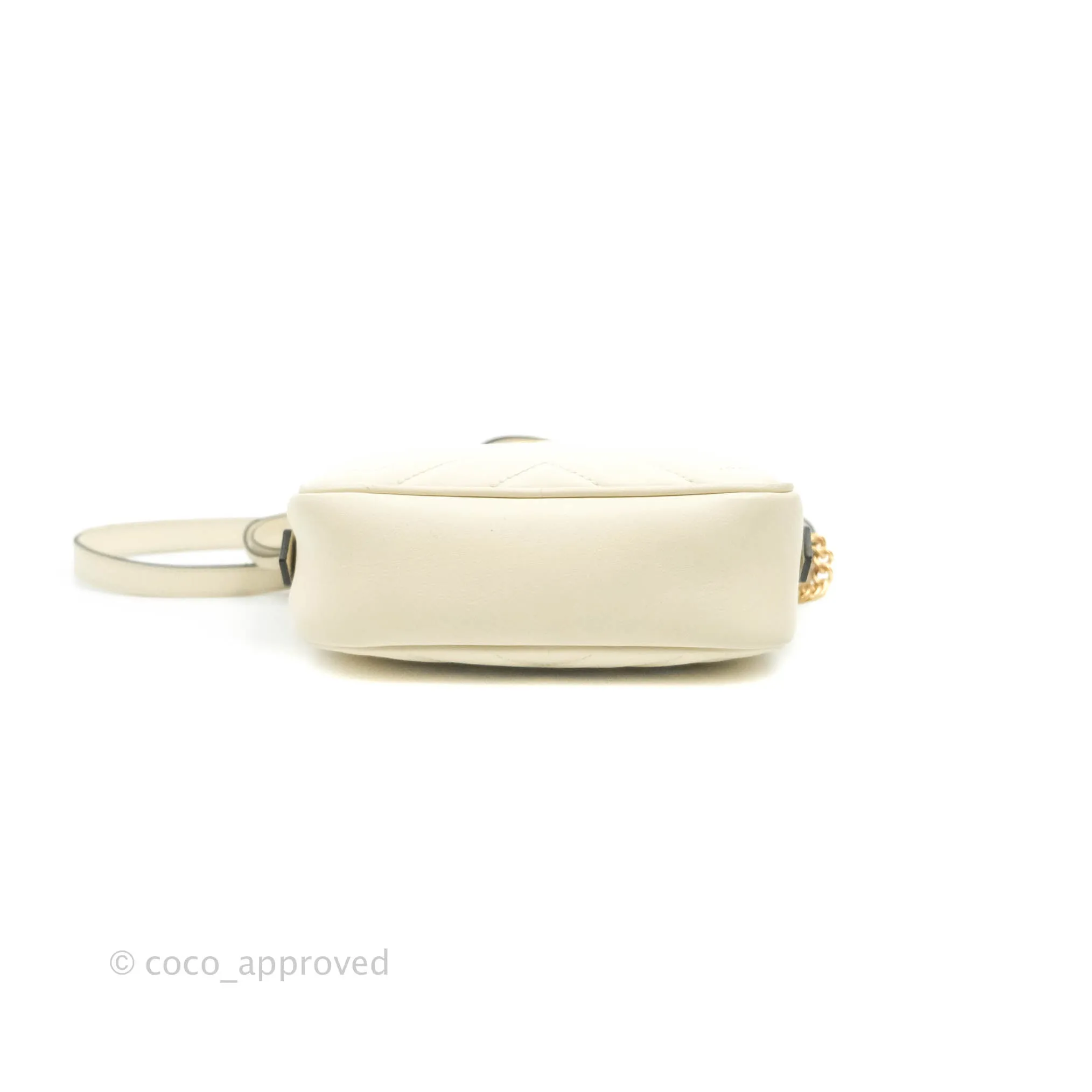 Gucci Mini Matelasse GG Marmont Camera Bag White Calfskin Gold Hardware