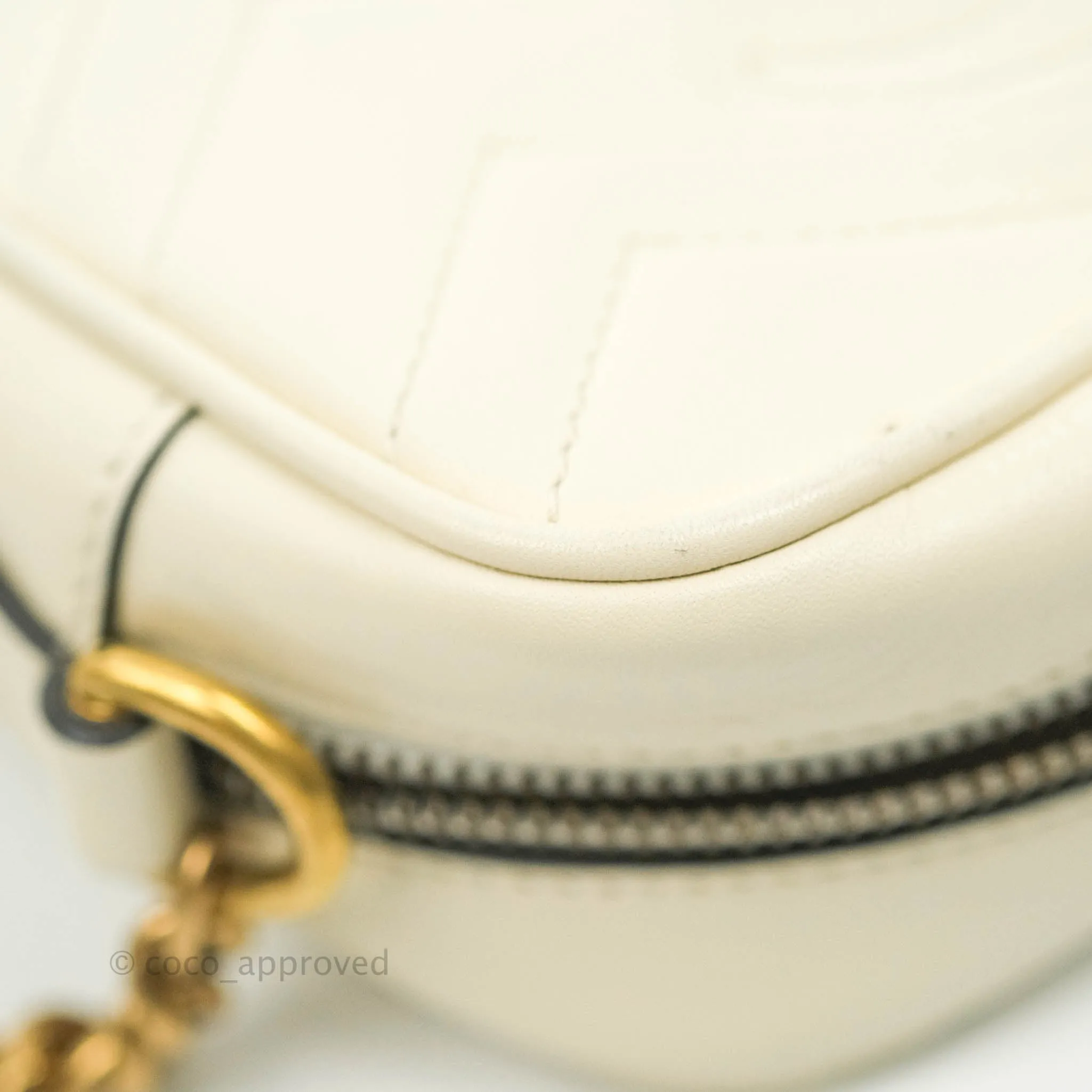 Gucci Mini Matelasse GG Marmont Camera Bag White Calfskin Gold Hardware