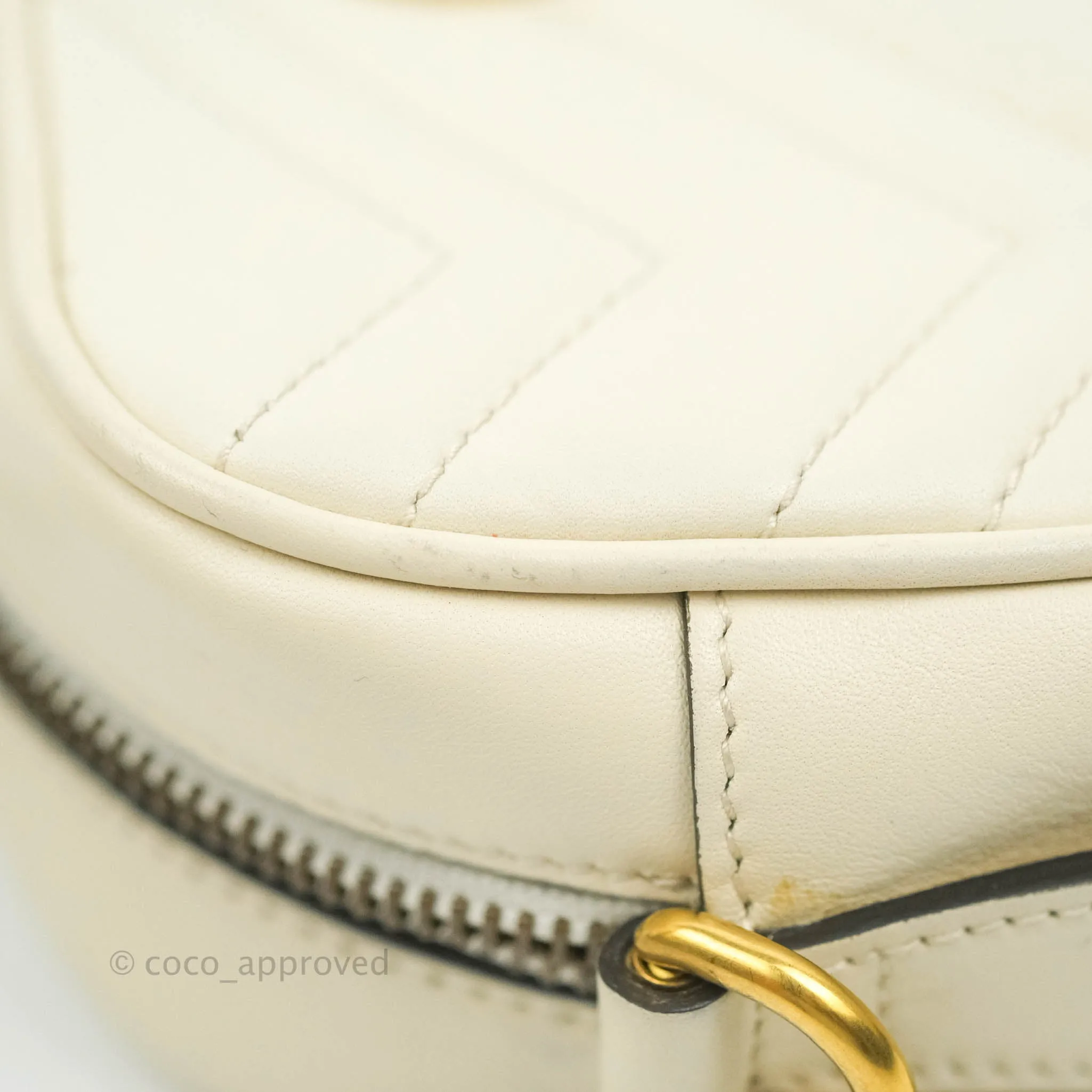 Gucci Mini Matelasse GG Marmont Camera Bag White Calfskin Gold Hardware