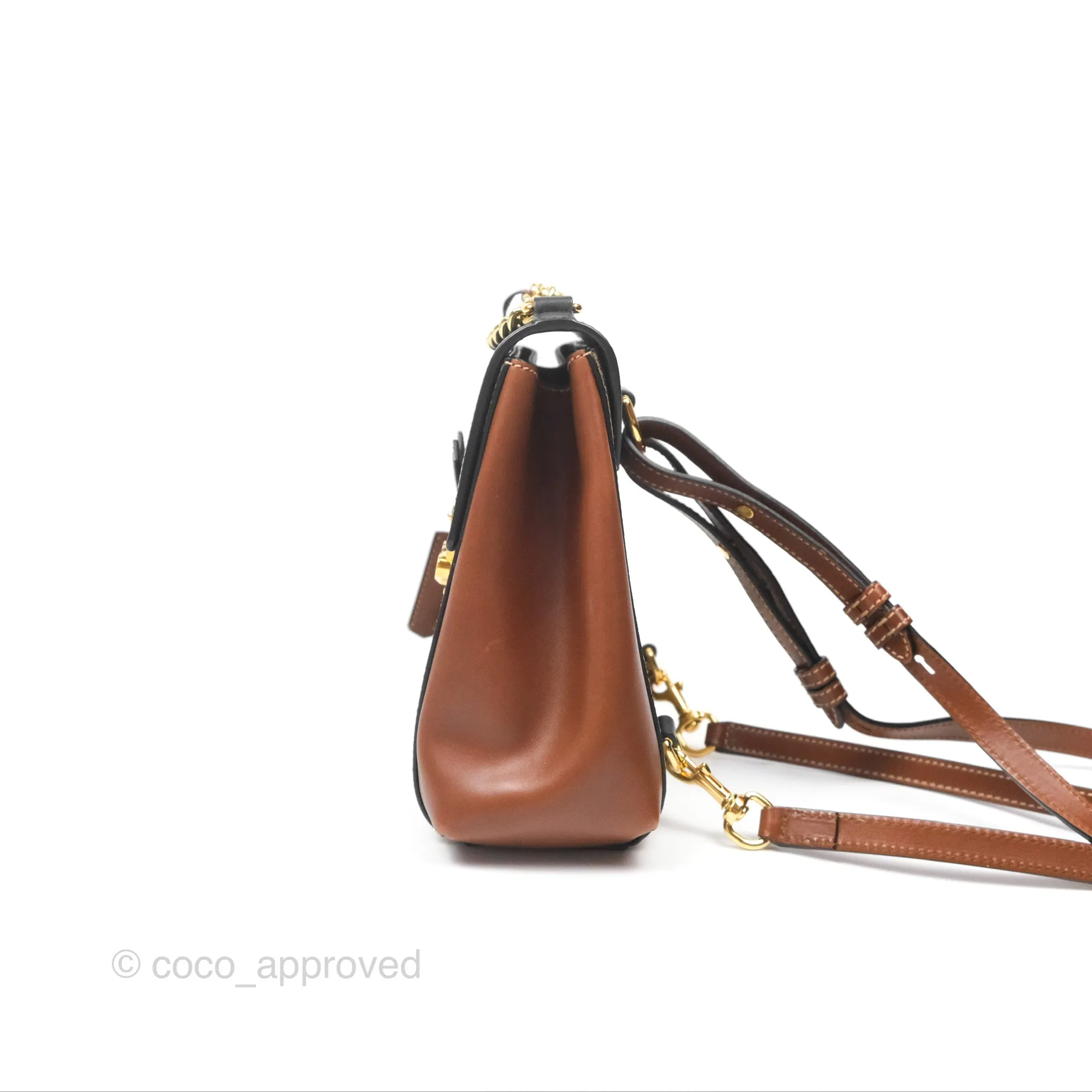Gucci Mini Padlock Backpack GG Coated Canvas Black/Brown Leather