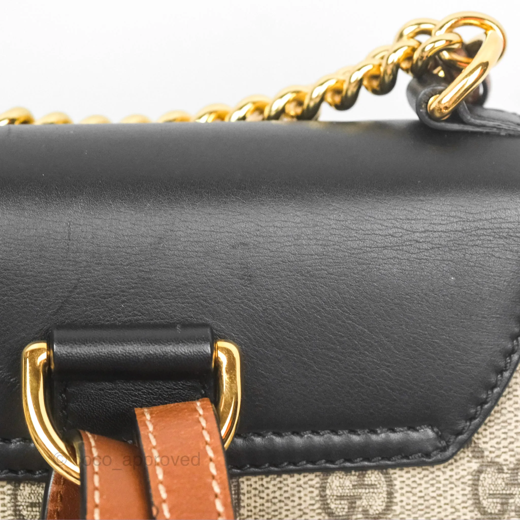 Gucci Mini Padlock Backpack GG Coated Canvas Black/Brown Leather