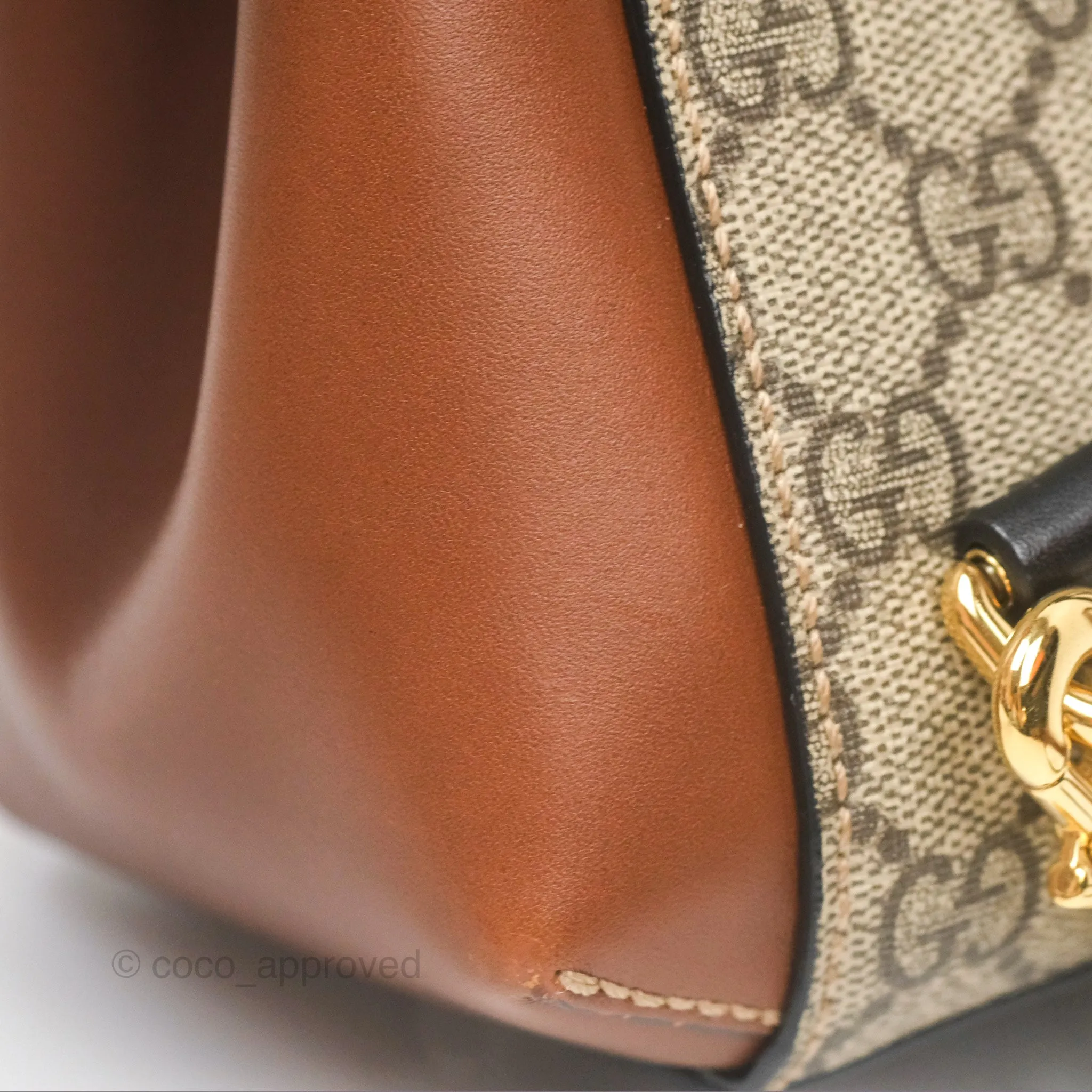Gucci Mini Padlock Backpack GG Coated Canvas Black/Brown Leather