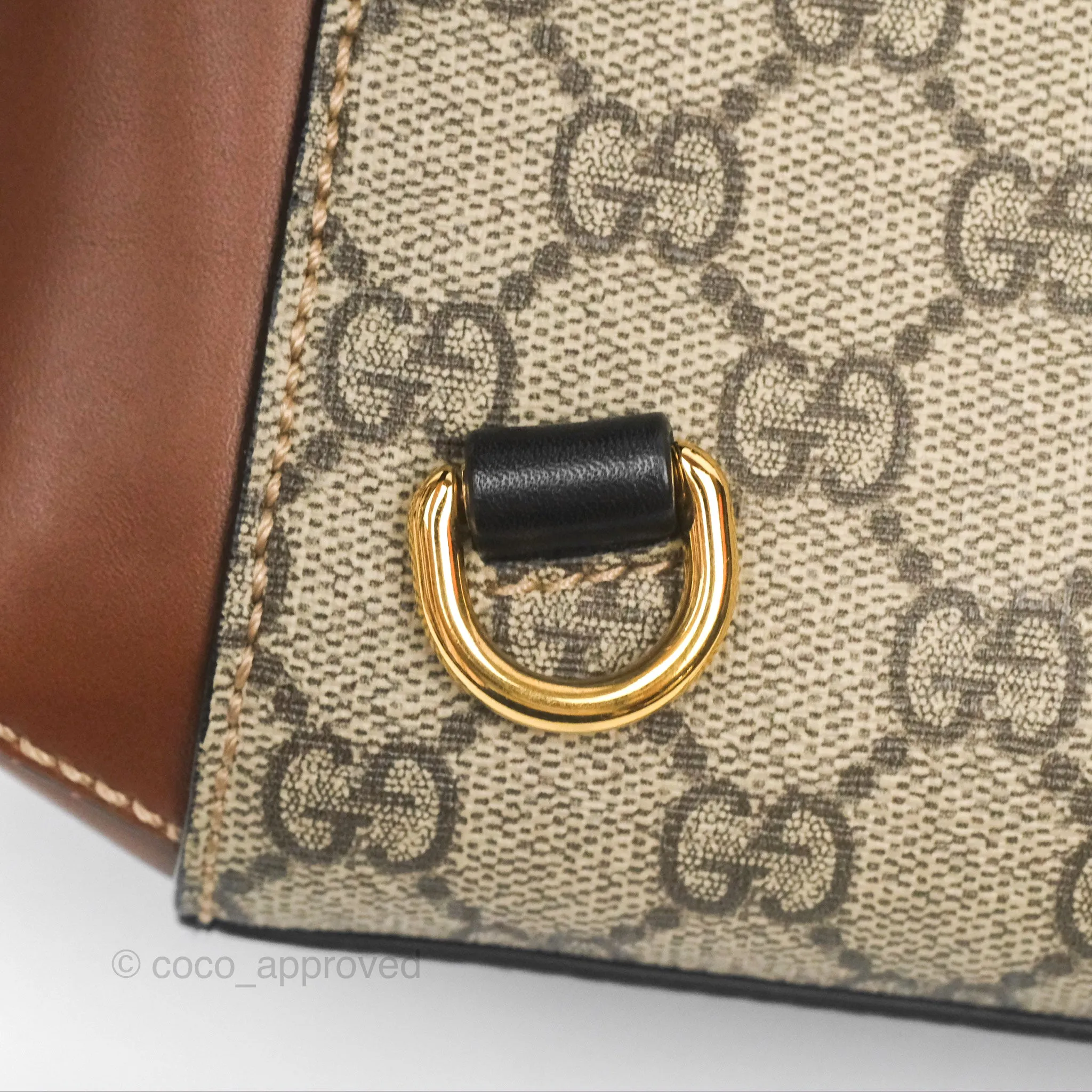 Gucci Mini Padlock Backpack GG Coated Canvas Black/Brown Leather