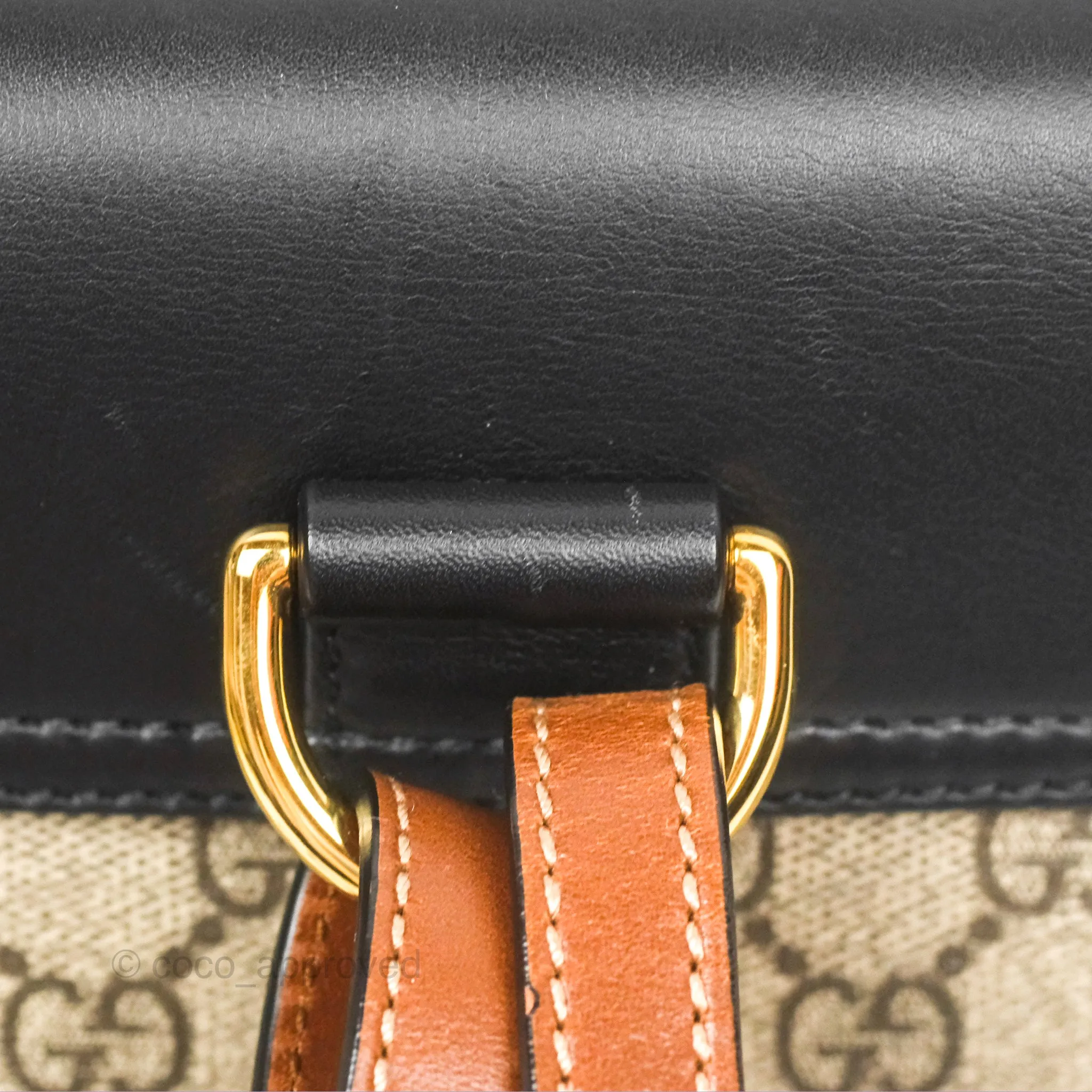 Gucci Mini Padlock Backpack GG Coated Canvas Black/Brown Leather