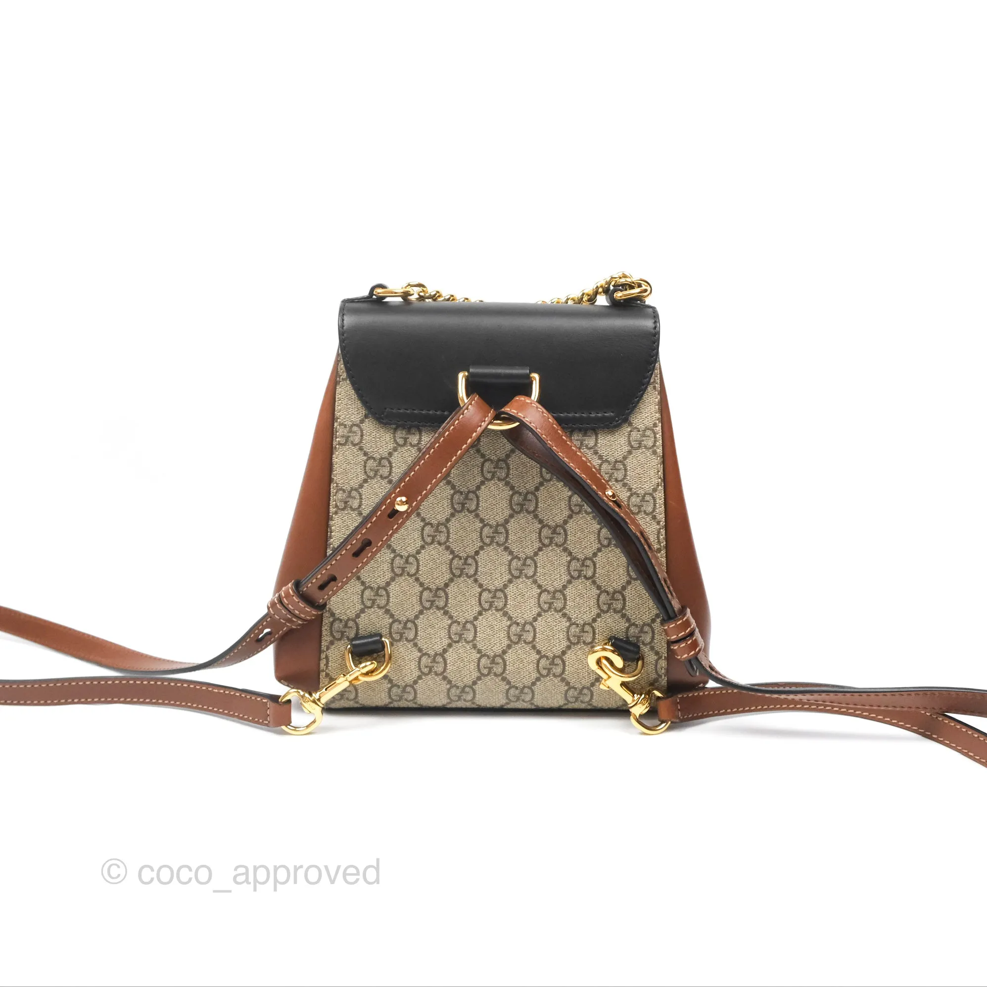 Gucci Mini Padlock Backpack GG Coated Canvas Black/Brown Leather